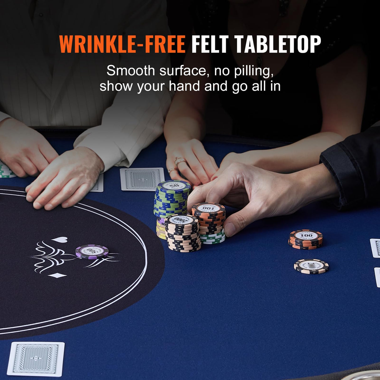 VEVOR Mesa de póquer Plegable de 214 cm para 10 Jugadores Mesa de Casino Texas Holdem Blackjack con rieles Acolchados y portavasos de acero Inoxidable Mesa de Juego de Cartas Juego de Mesa para hogar