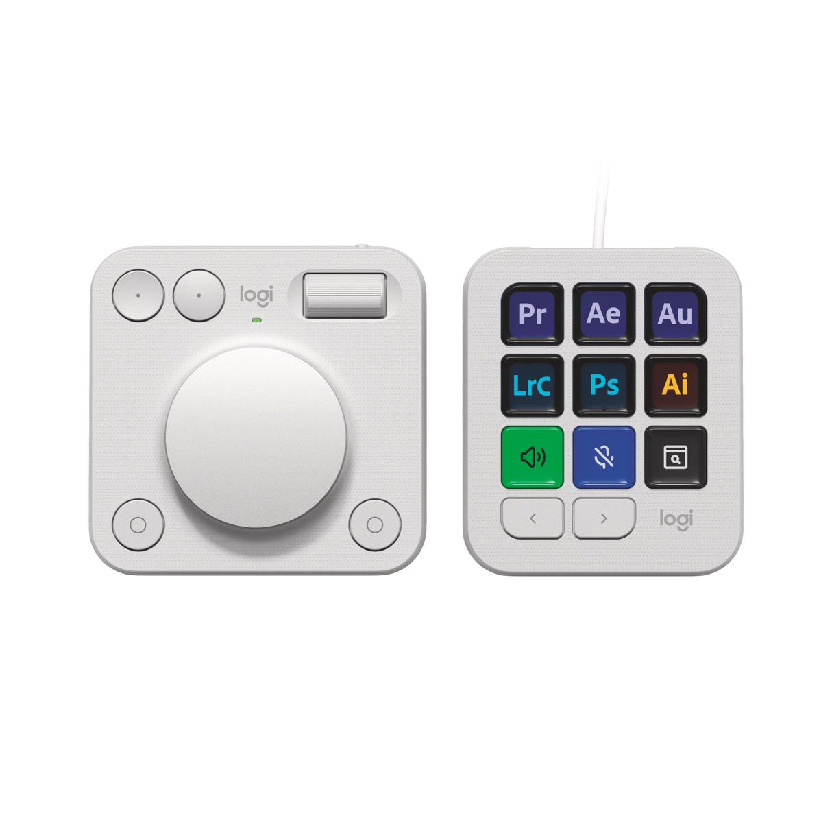 Logitech MX Creative Console, keypad programable con 9 teclas LCD personalizables y dial de control para diseño gráfico, edición de vídeo, fotografía, uso con Adobe, Zoom, Spotify - Gris Pálido