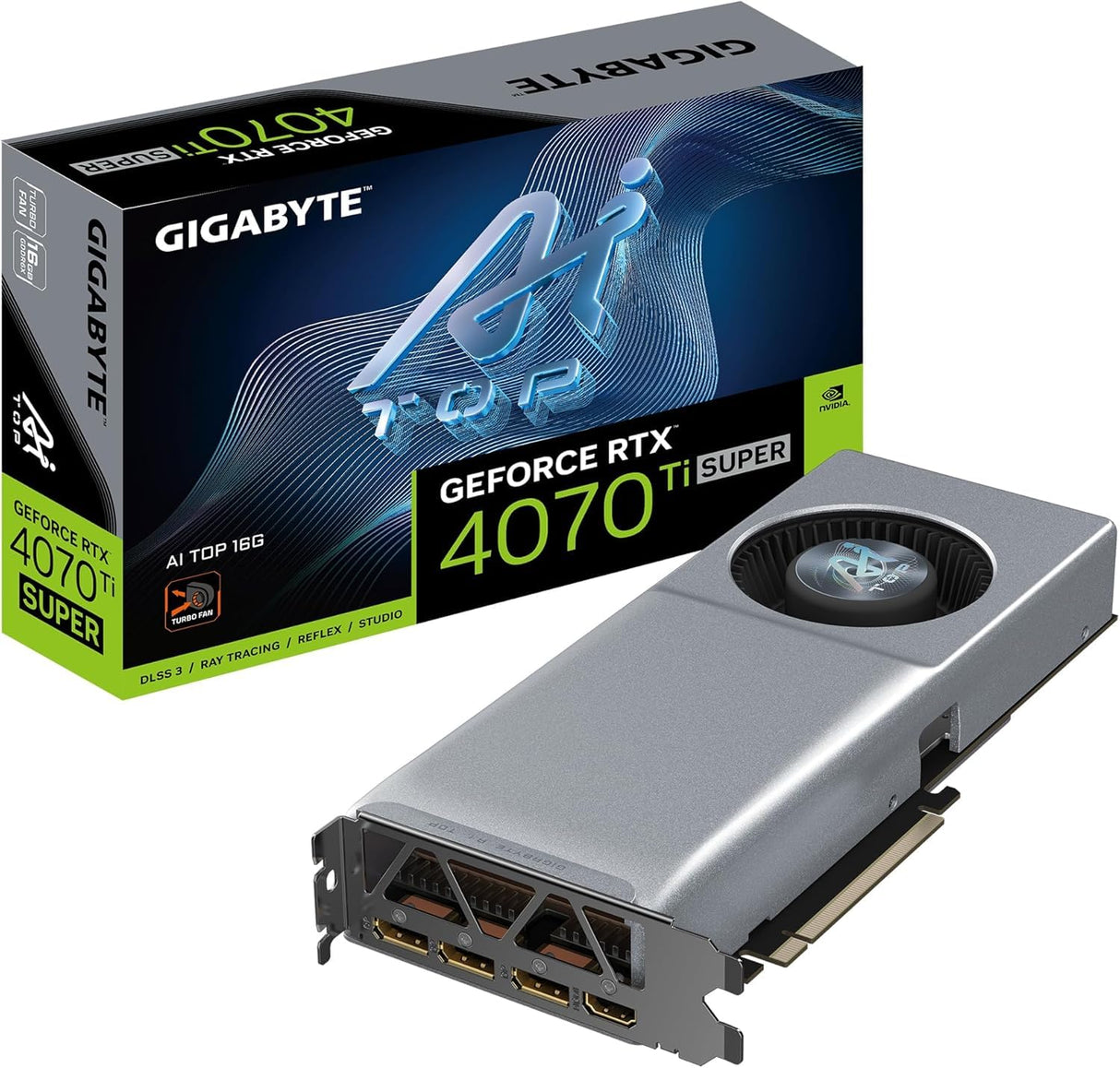GIGABYTE GeForce RTX 4070 Ti SUPER AI TOP 16G Carte Graphique - 16GB GDDR6X, 256bit, PCI-E 4.0, 2610MHz Core Clock, 3 x