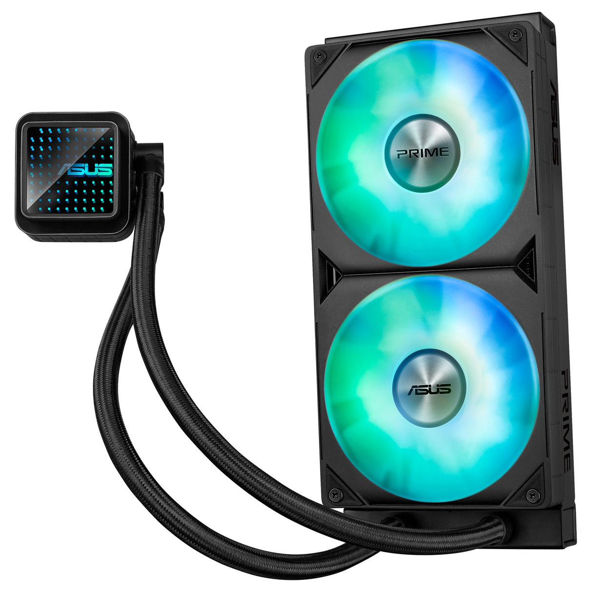 ASUS Prime LC 240 ARGB - Sistema de refrigeración líquida para CPU todo en uno con zona de contacto con la CPU y canales con aletas, bloque de agua con lentes de espejo infinito y ventiladores ARGB