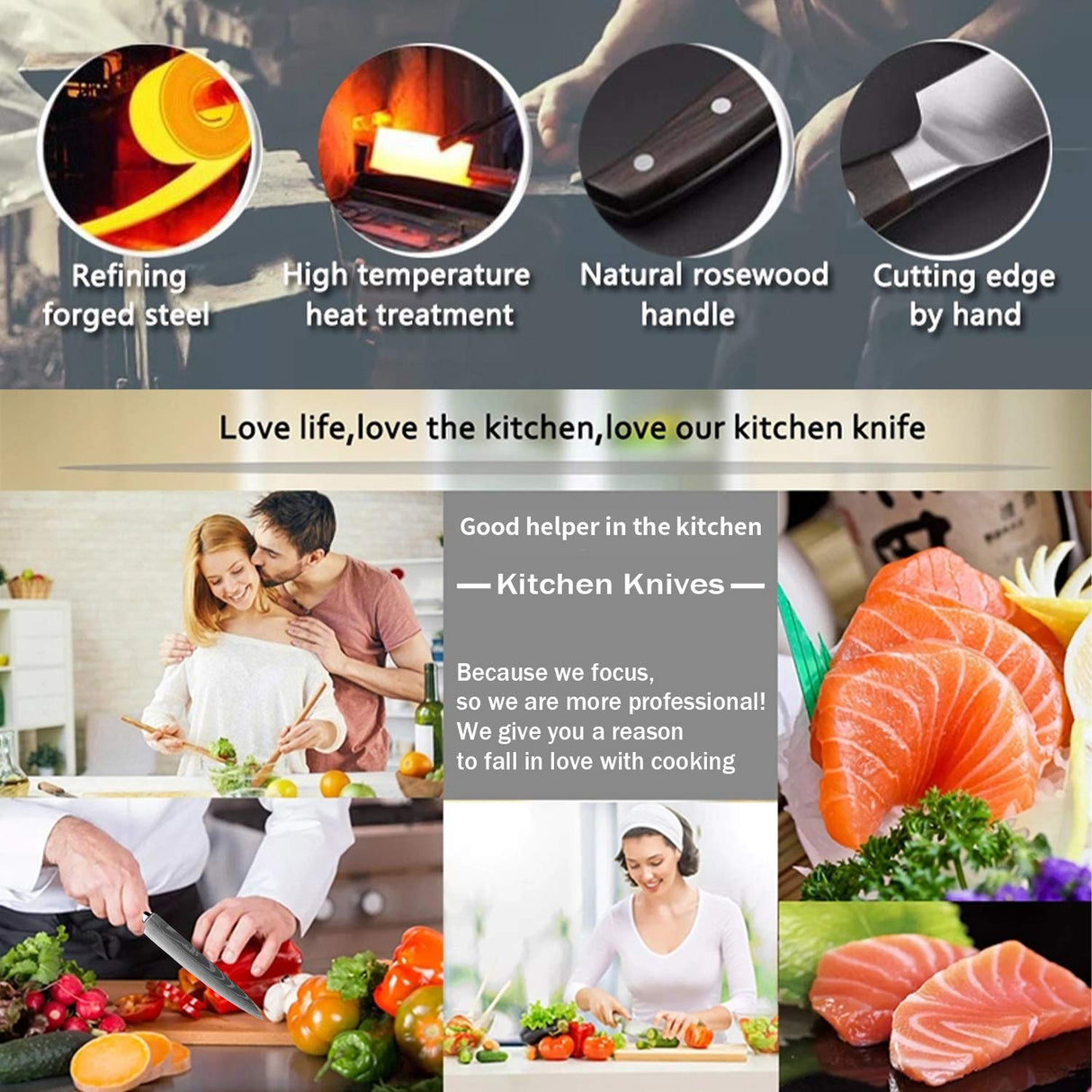 MDHAND Juego de 10 Cuchillos de Cocina, Cuchillos de Chef alemán de, Profesional Set de Cuchillos de Cocina Acero Inoxidable, Set Cocina Antioxidante