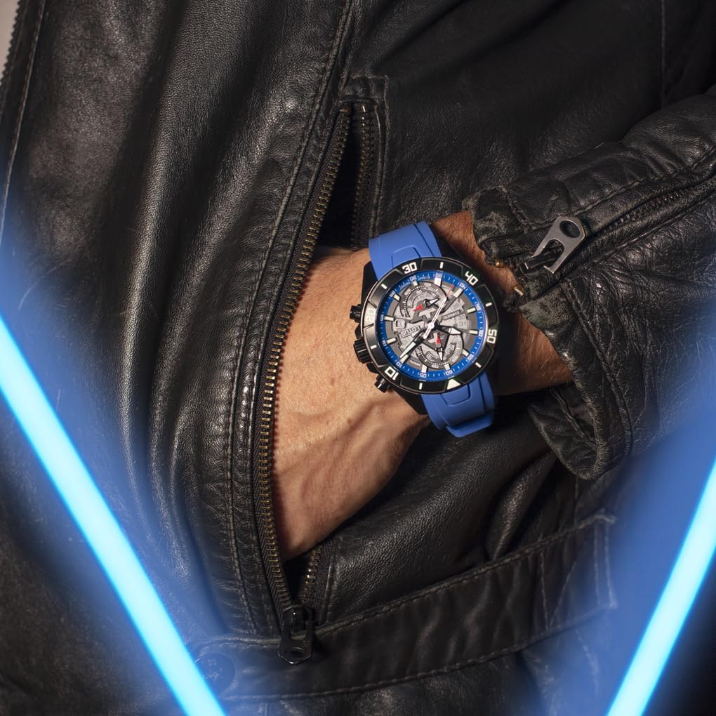 Lotus Reloj Hombre 18945/2 Vortex Caja de Acero Inoxidable 316l Negro Correa de Caucho Azul