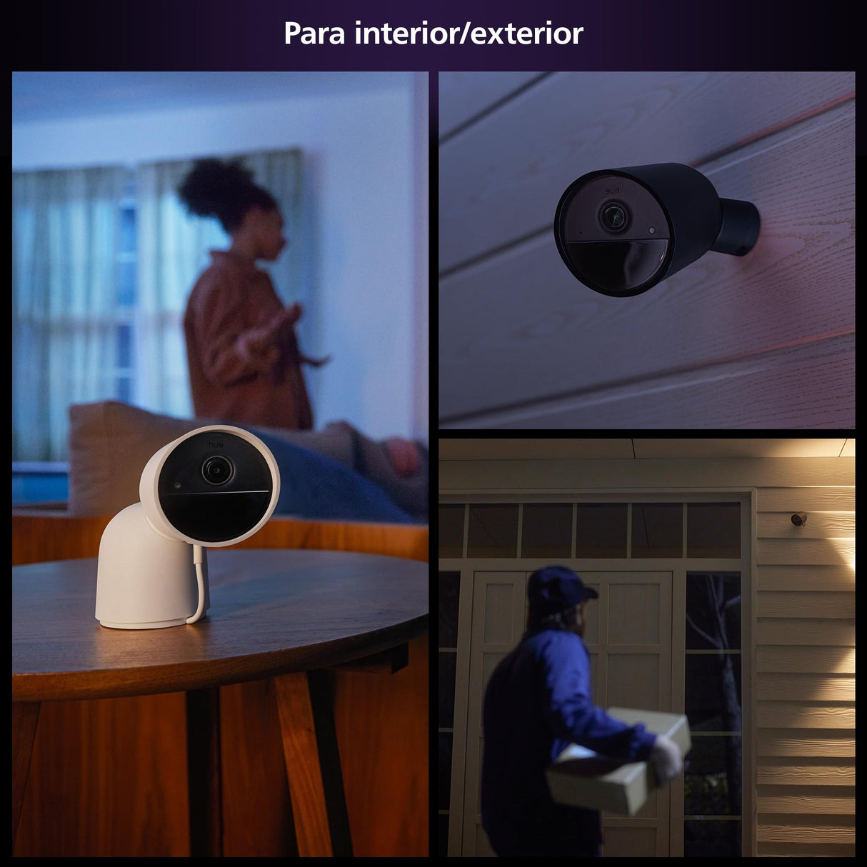 Philips Hue Secure - Cámara de Video Vigilancia Inteligente para Exteriores/Interiores, inalámbrica (Color Blanco), Full HD Video, fácil de Instalar, Control de Vigilancia y Luz con Solo una App
