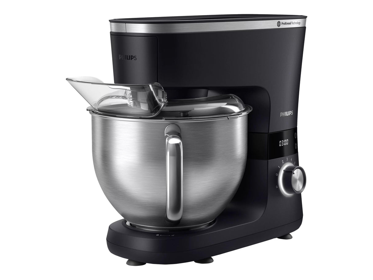 Philips 7000 Series Robot de Cocina - 5,5 Litros, 1000 Vatios, 8 Ajustes de Velocidad, Tecnología ProKnead, Recetas, Temporizador Inteligente LED, Ganchos para Masa, Batidor y Batidora (HR7962/01)