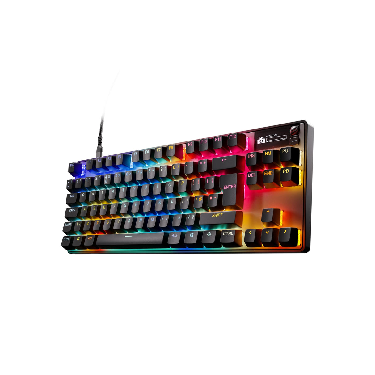 SteelSeries Apex Pro TKL Gen 3 - Teclado Mecanico Gaming - HyperMagnetic Interruptores OmniPoint 3.0 - Accionamiento Ajustable - Rapid Trigger - Preajustes - Rapid Tap - RGB - OLED - UK QWERTY