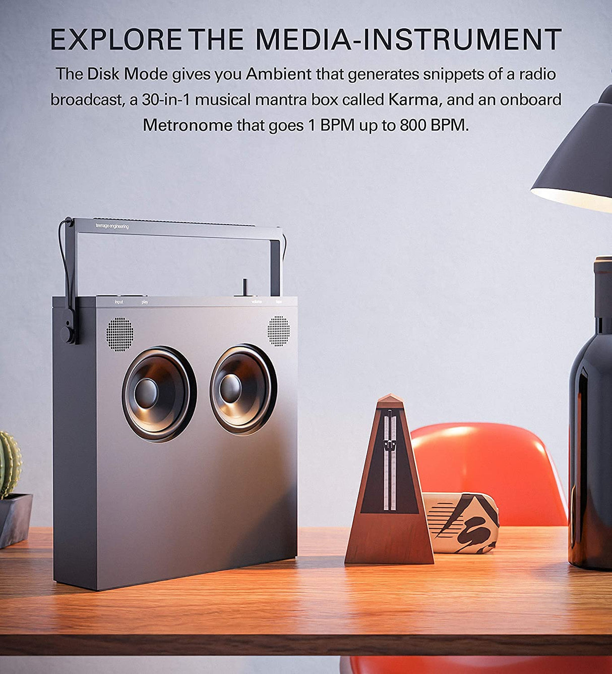 Teenage Engineering OB–4 Altavoz estéreo portátil inalámbrico con Bluetooth, radio FM, bacteria recargable y duradera con una duración de 40 horas, negro