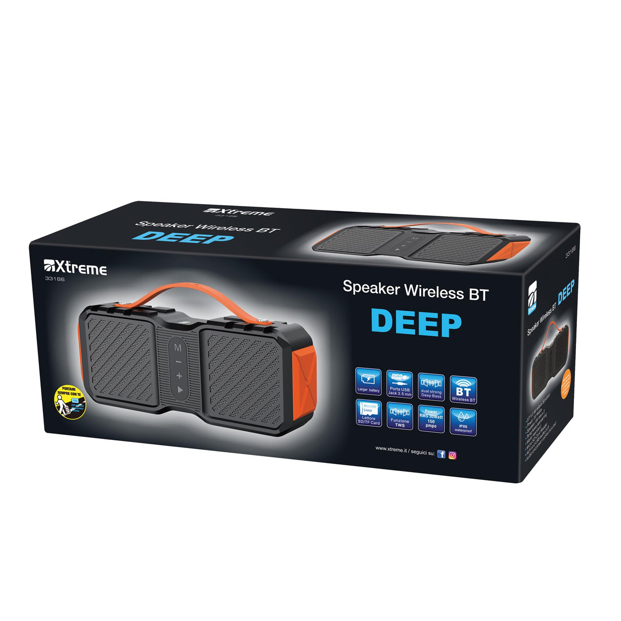 Xtreme - Altavoz inalámbrico BT Deep Bass Dual Strong 33186