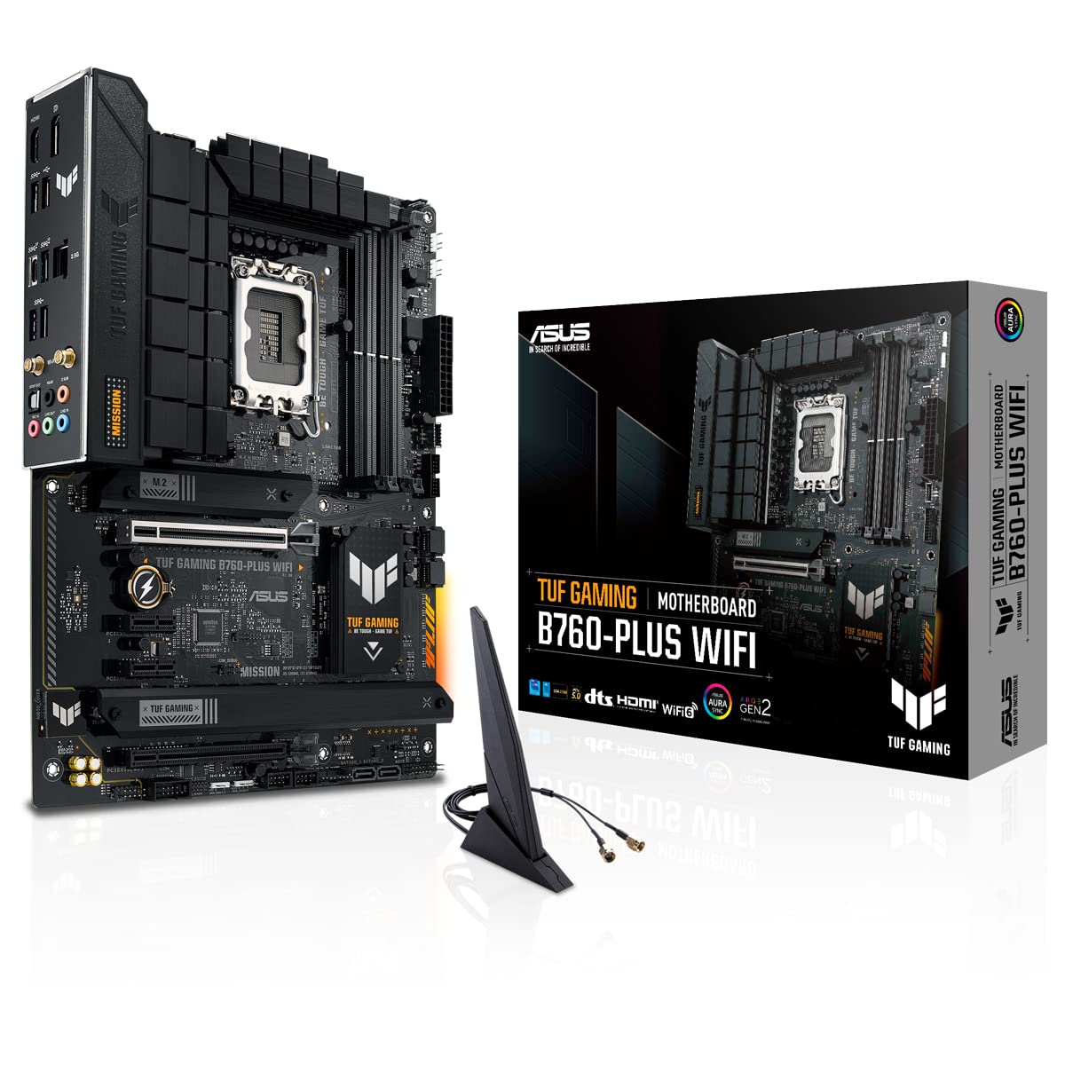 TUF Gaming B760-PLUS WiFi - Placa Base ATX Intel B760 (LGA 1700) con DDR5, Ranura PCIe 5.0, 3X PCIe 4.0 M.2, 12+1 DrMOS, 2.5Gb Ethernet, DisplayPort, HDMI, USB 3.2 Gen 2 Tipo C, Aura Sync
