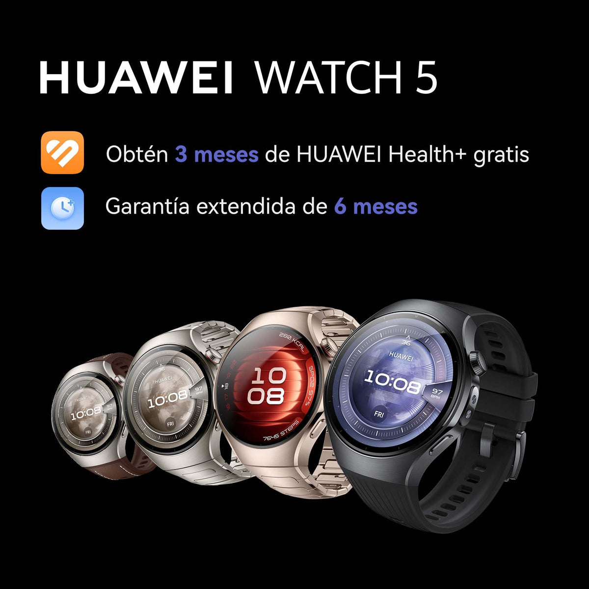 HUAWEI Watch 5, 46mm Smartwatches, Multi-Sensor Revolucionario X-Tap, SpO2 con la Yema del Dedo, Health Glance, Pago NFC, ECG, HRV, eSIM, Android & iOS, Morado