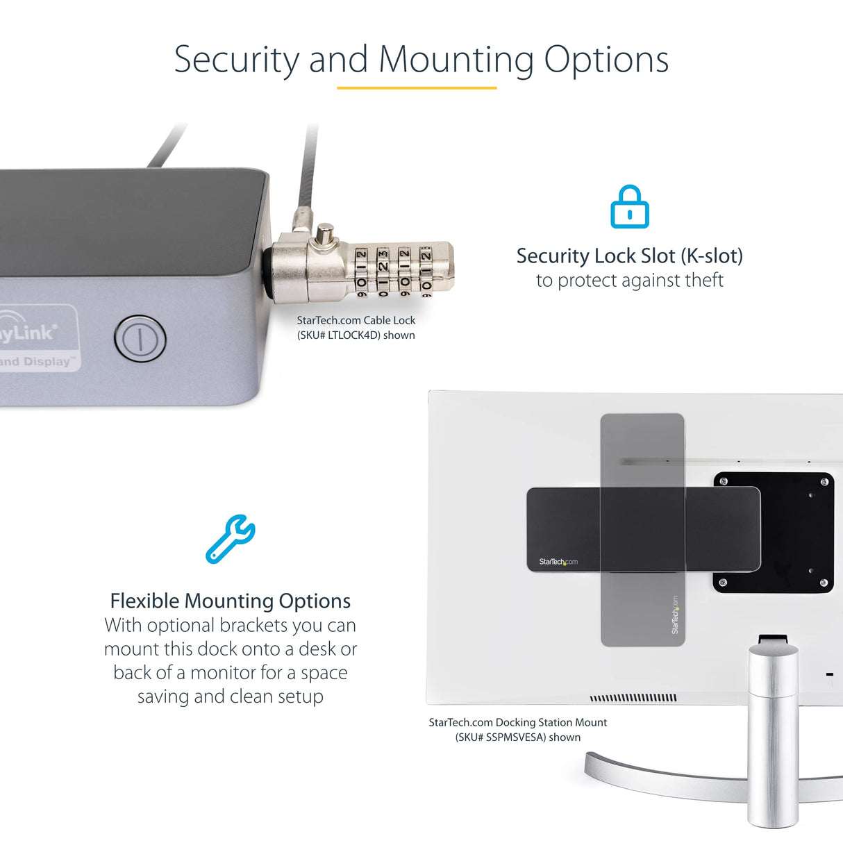 StarTech.com Docking Station Universal para Portátil - Replicador de Puertos Híbrido USB-C/-A - 2x HDMI y DP 4K - PD 100W