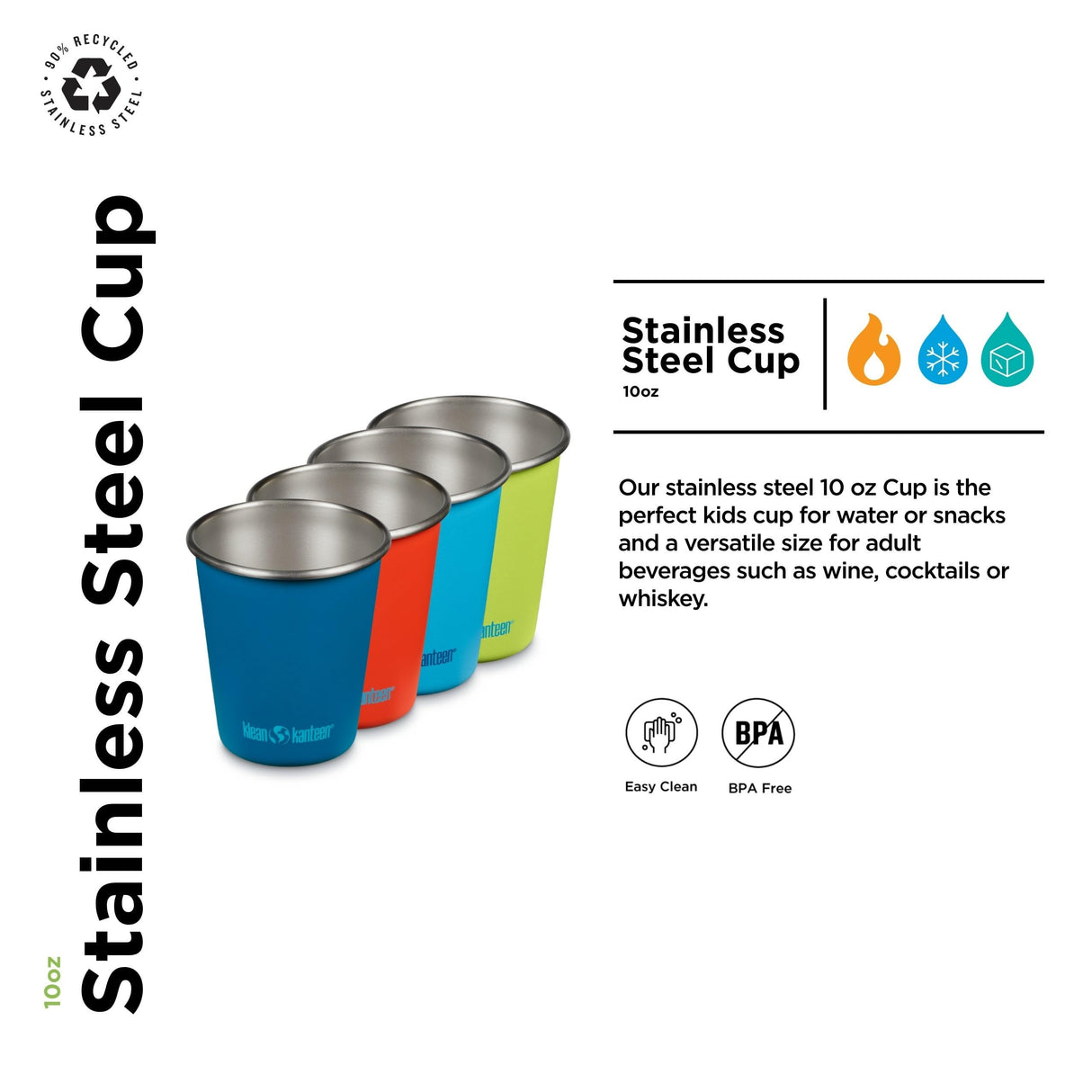 Klean Kanteen - Vaso de acero de 10 onzas, paquete de 4 colas de dragón