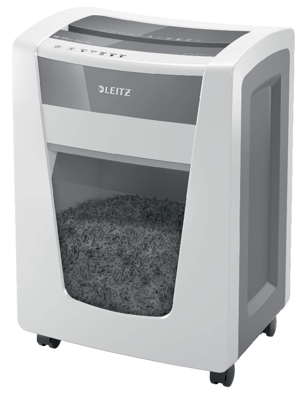 Leitz IQ Office Pro P5+ - Destructora de papel de corte supermicro, destruye 8-7 hojas a la vez (70-80 gms), papelera de 30 l, blanco, 80040000