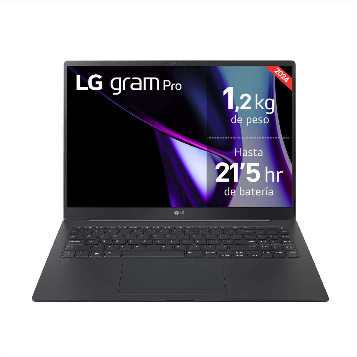 LG Gram Pro 16Z90SP-K.AA75B - Portátil Ultraligero de 40.6 cm (16") 2880x1800, Panel OLED Antirreflejo, Intel® Core™ Ultra 7, 16 GB RAM, 512GB SSD, 1,199 g, Batería 21.5 h, Windows 11, Negro Obsidiana
