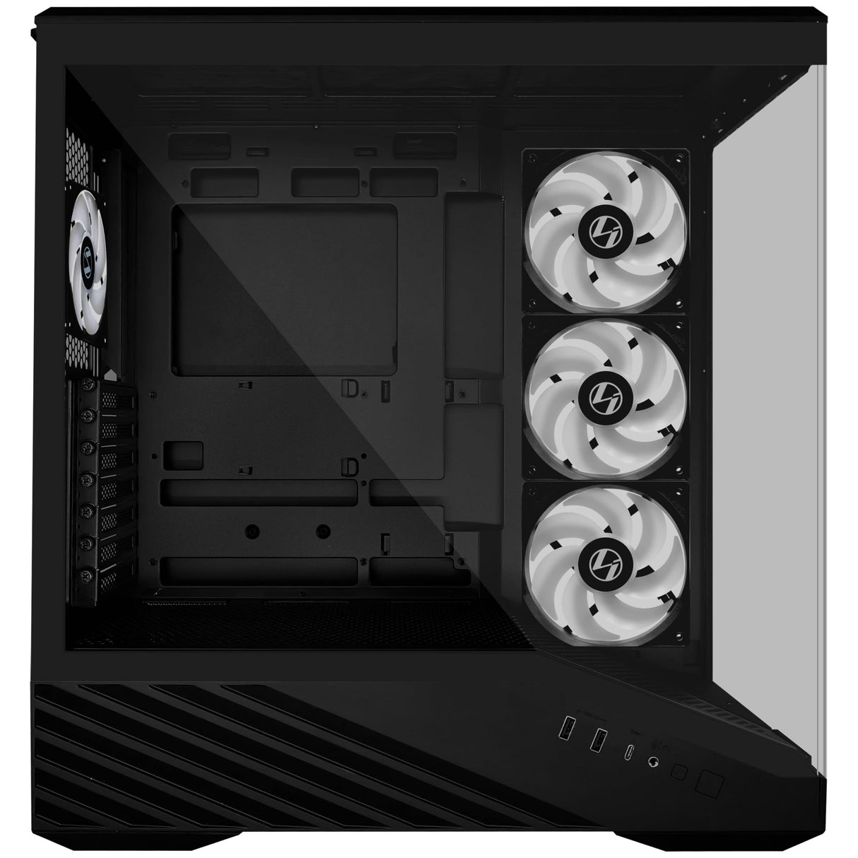 Lian Li V100 Mid Tower Case - Negro, Soporte ATX, Panel Frontal de Malla, Vidrio Templado, USB-C, Panel Lateral sin Herramientas