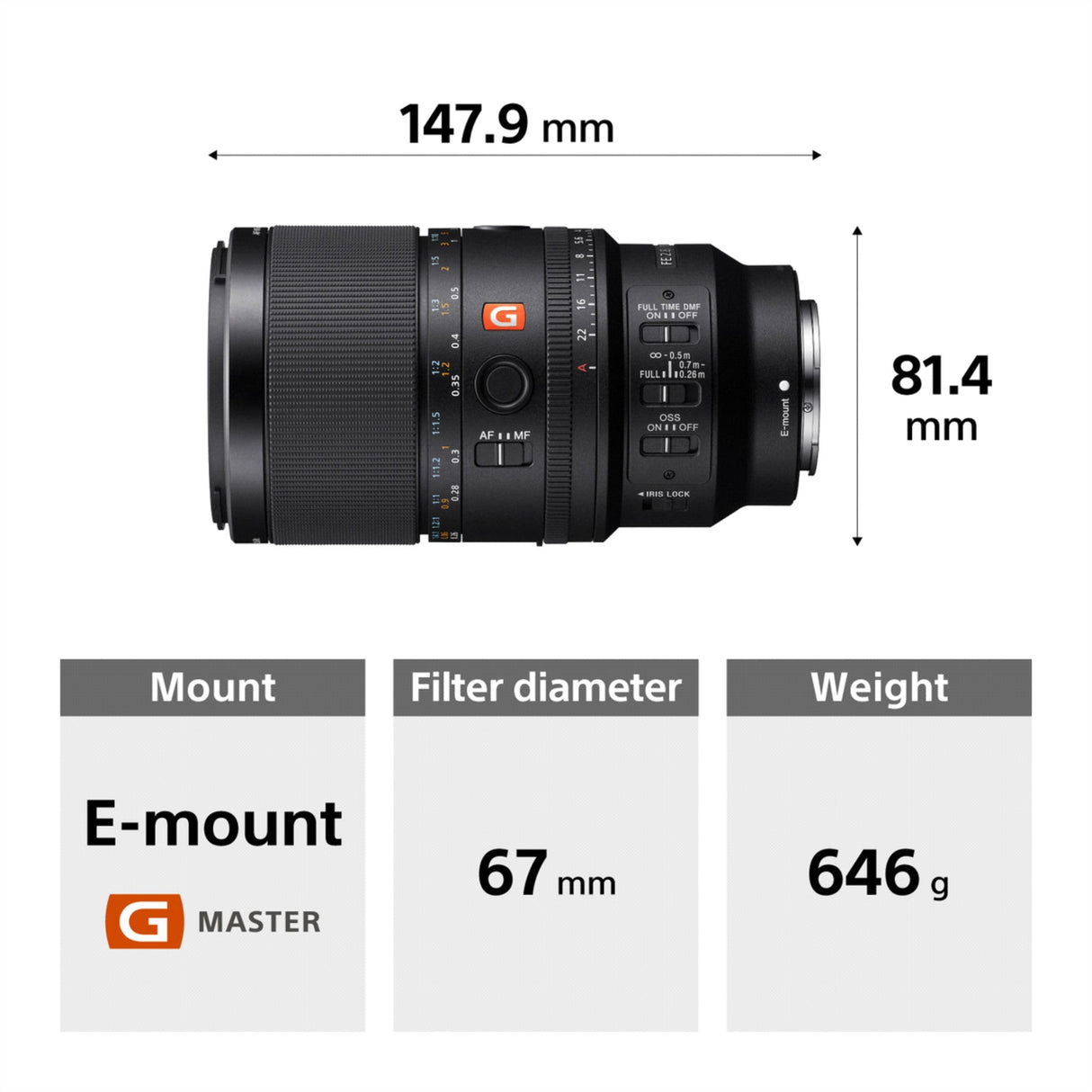 Sony SEL100M28GMB, Objetivo Fijo de 100 mm f/2,8 STF G Master (Full Frame, Apodización STF, OSS, E-Mount, Retrato, Compatible con Sony Alpha E)
