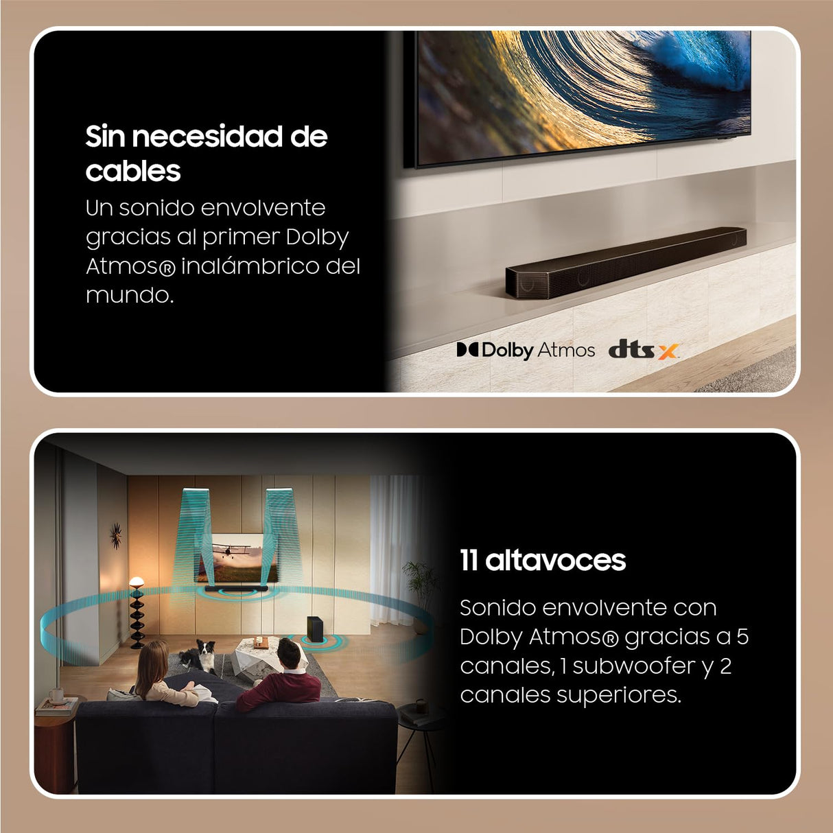SAMSUNG Barra de Sonido HW-Q700D/ZF -Wireless Dolby Atmos, 3.1.2ch Sound, Q-Symphony, SpaceFit Sound
