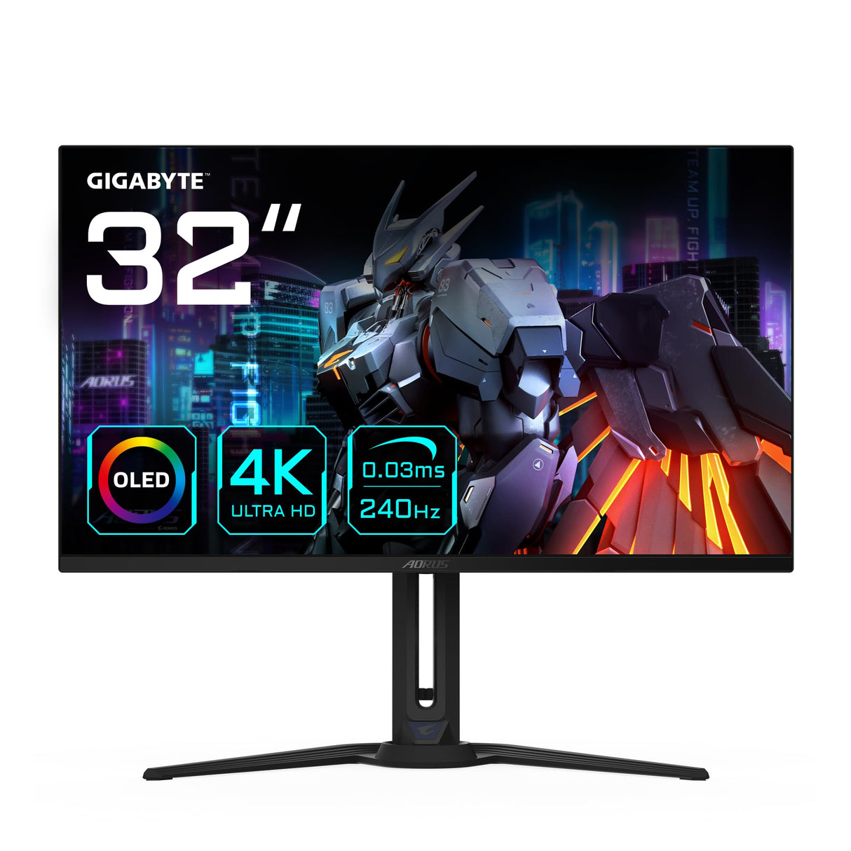 Gigabyte Monitor de Juegos OLED AORUS FO32U2 de 32” - 3840 x 2160 (UHD), 240Hz, 0.03ms, KVM, 250 CD/m², FreeSync Premium Pro, DisplayHDR True Black 400, HDMI 2.1