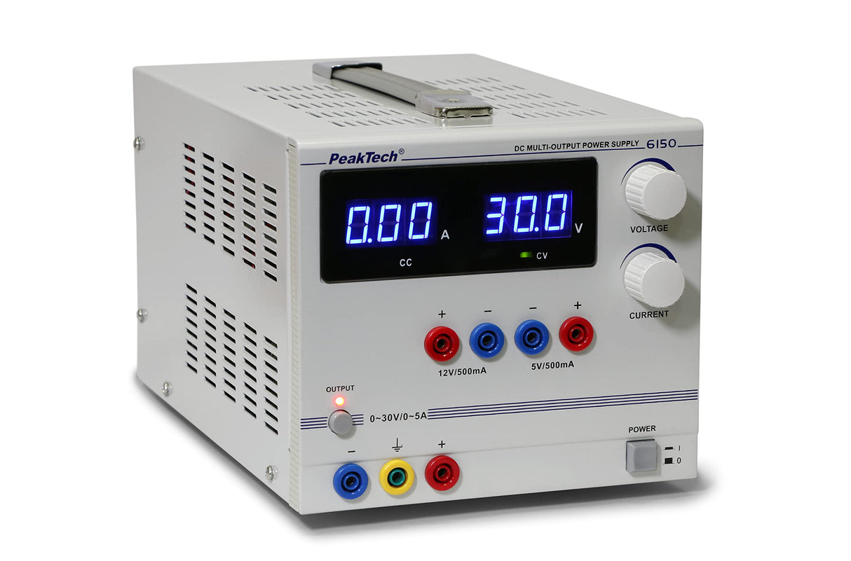 PeakTech, Digtial Lab power supply, Fuente de alimentación para laboratorio 0, 30V / 0, 5A DC, estabilizada, ajustable linealmente, 1 pieza, P 6150