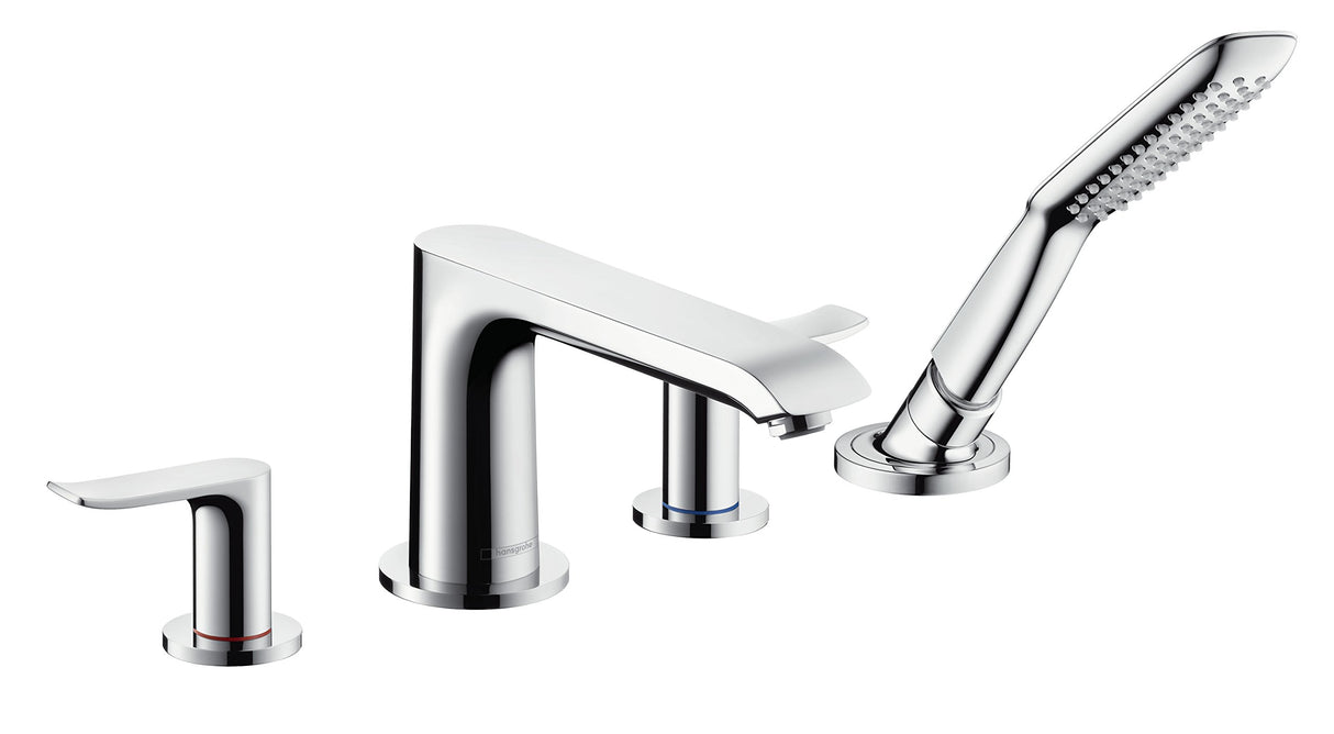 Hansgrohe 31442000 Metris Grifo de 4 Agujeros para Borde de bañera, Plata