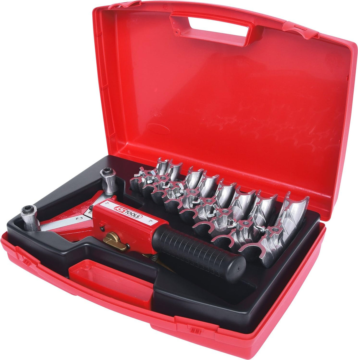 KS Tools 203.1200 Juego para curvar tubos con una mano y con carraca 10-22mm, 9 pzs
