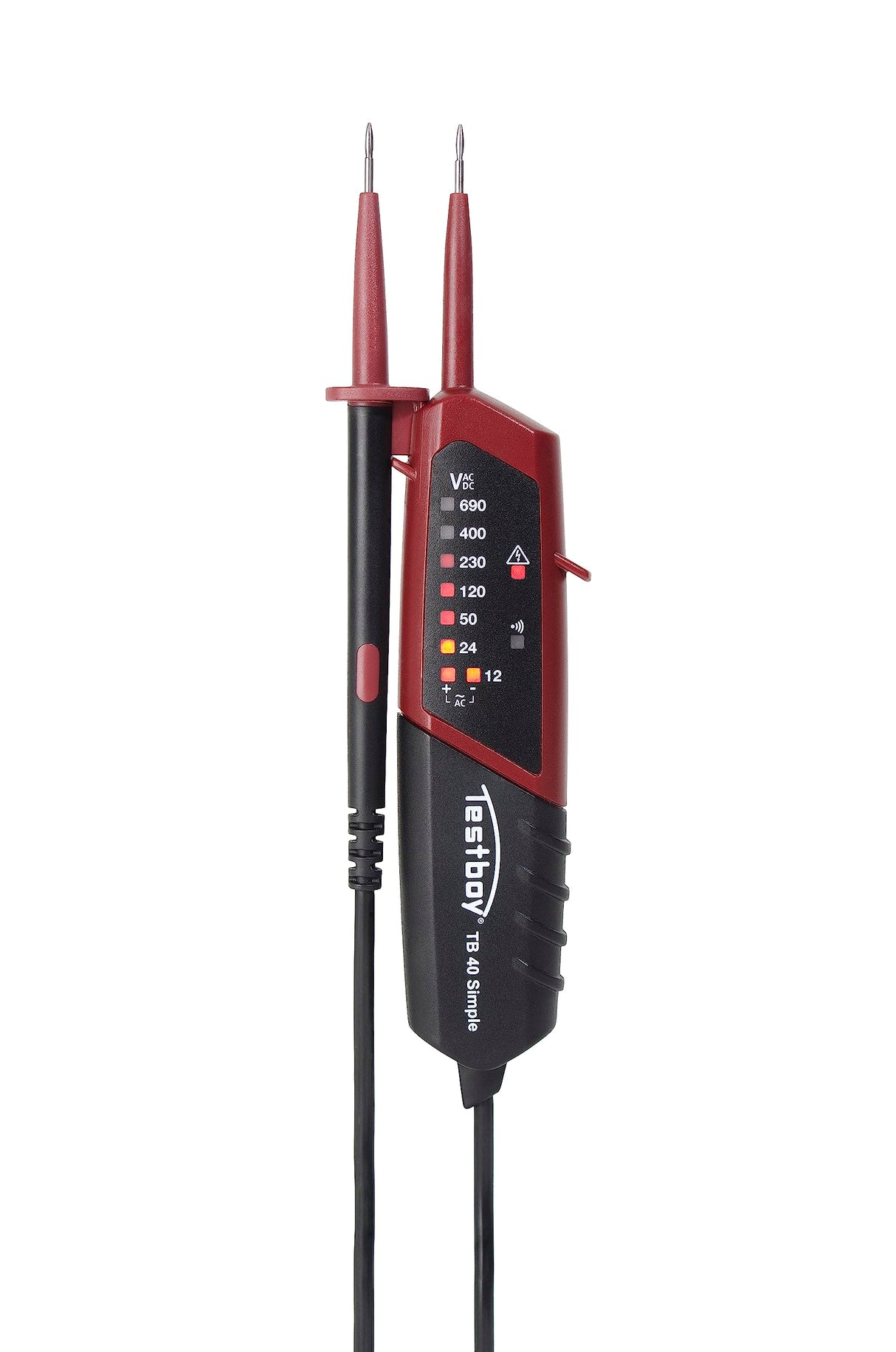 Paquete Testboy AZUBI con TB 313, TB 40 Simple y TV Schuki 3 A (protección automática del rango de medición, señalización LED, pantalla óptica con 10 LED) rojo/negro