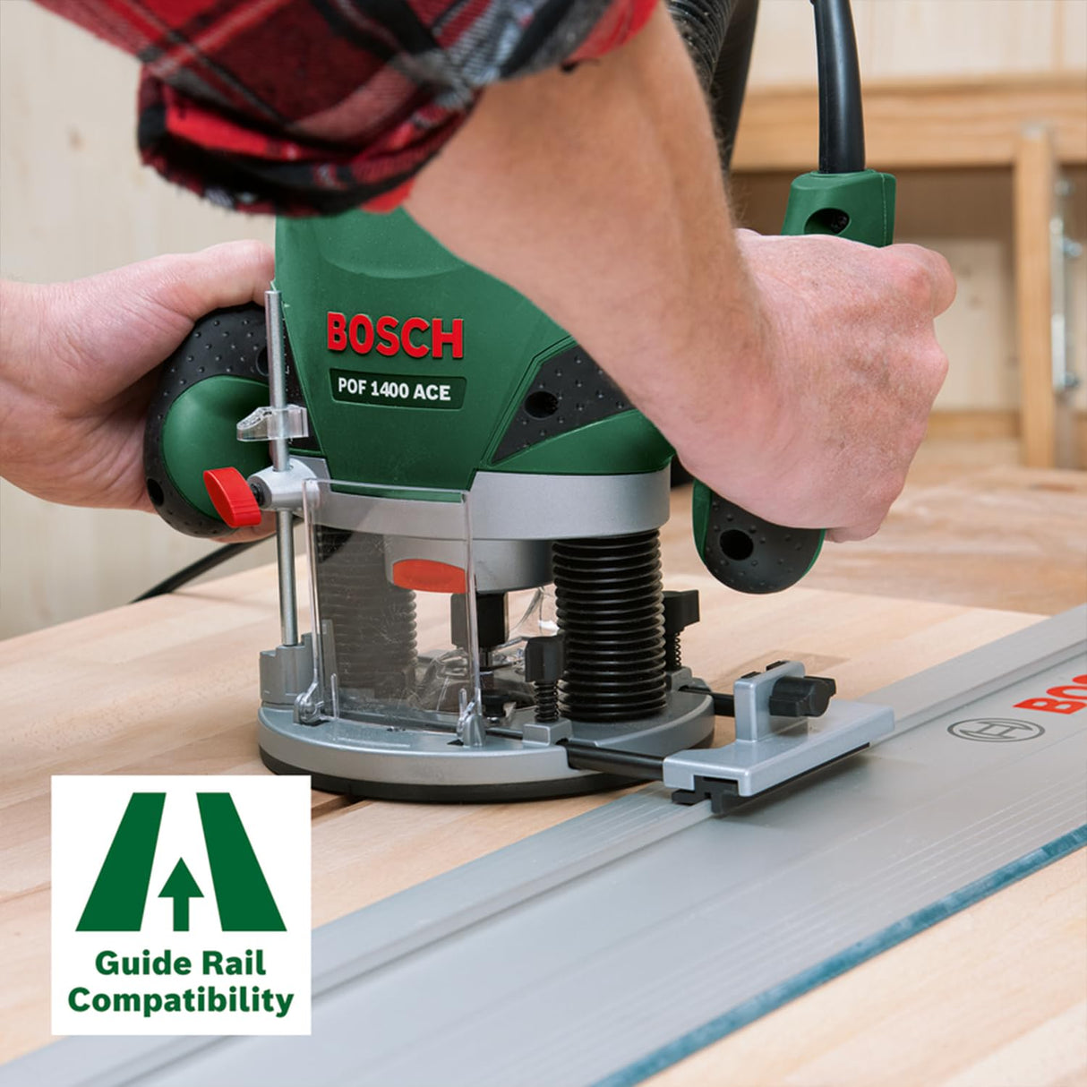 Bosch Home and Garden POF 1400 ACE Fresadora de Superficie, 1400 W, en Maletín