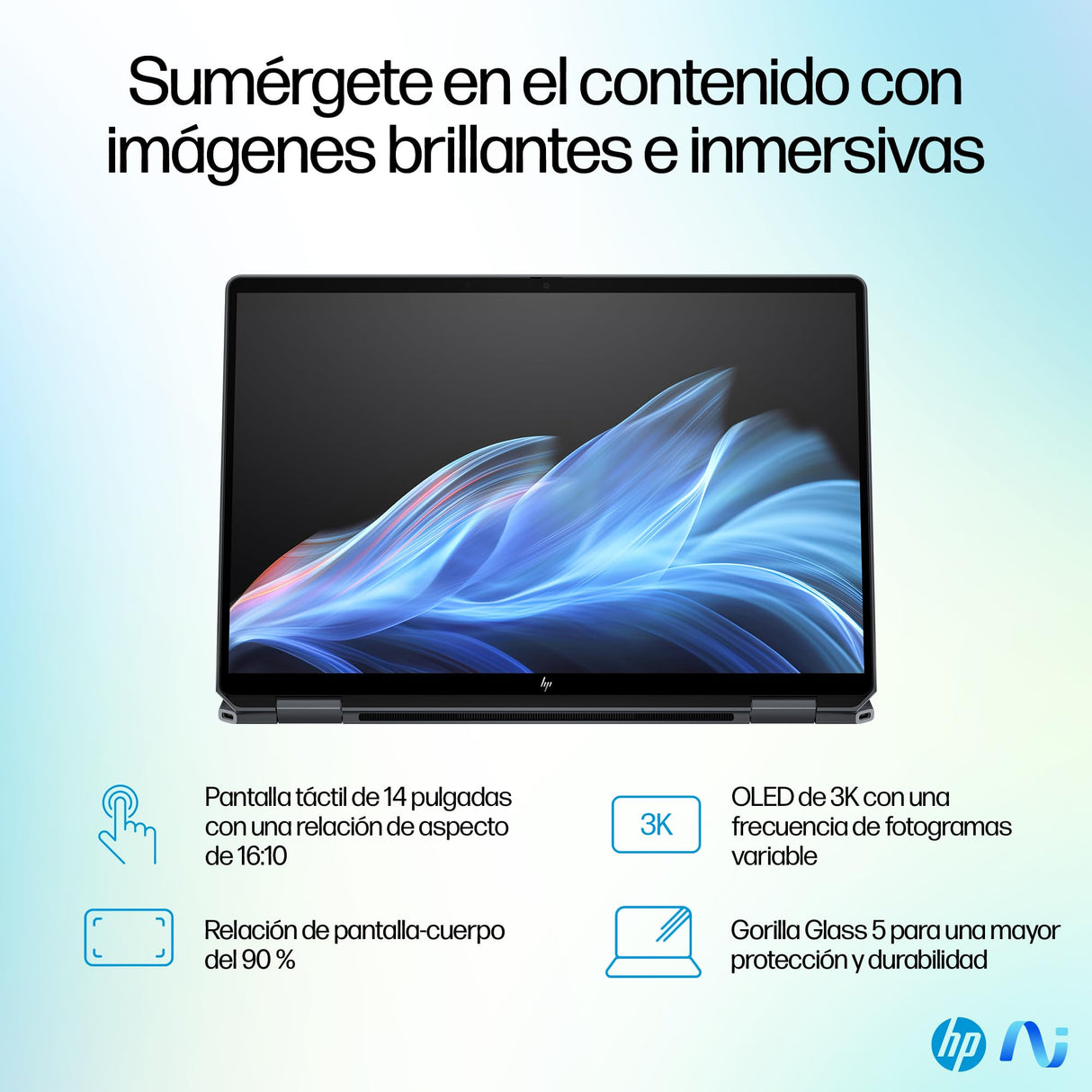 HP OmniBook Ultra Flip 14-fh0002ns - Ordenador Portátil Convertible de 14" OLED 2.8K 120Hz (Intel Ultra 7-258V, 32GB RAM, 1 TB, Intel ARC, Windows 11) Negro - Teclado QWERTY Español