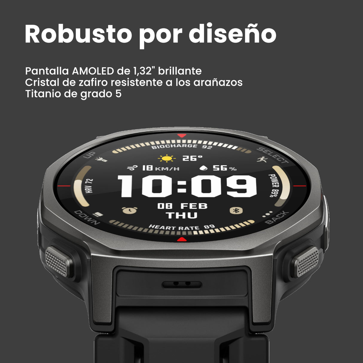 Amazfit T-Rex 3 Pro Reloj Inteligente Outdoor 44mm – Pantalla AMOLED Zafiro, Linterna, Bisel de Titanio, GPS Doble Banda, Mapas Offline, 17 Días Batería, 180+ Modos Deportivos, para Android iPhone