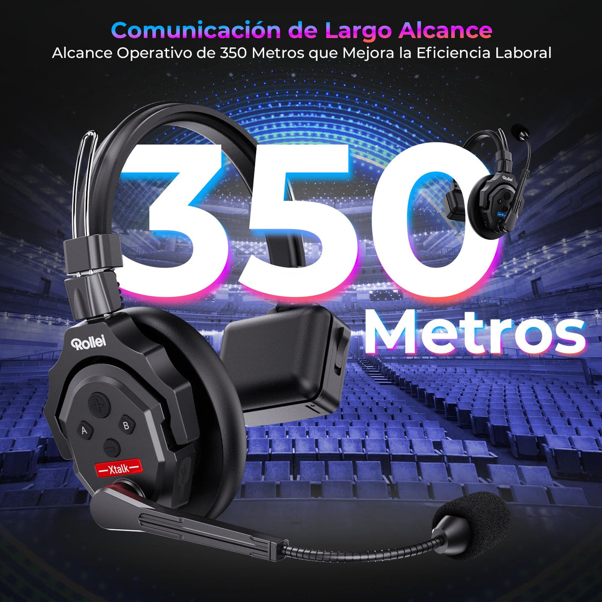 Rollei XTALK X5 Auriculares de Intercomunicación 2.4GHz Auricular de Comunicación Inalámbrico 350M Alcance 20H Sistema de Comunicación para Equipo Intercomunicación-Auriculares-Inalámbrico-Equipo