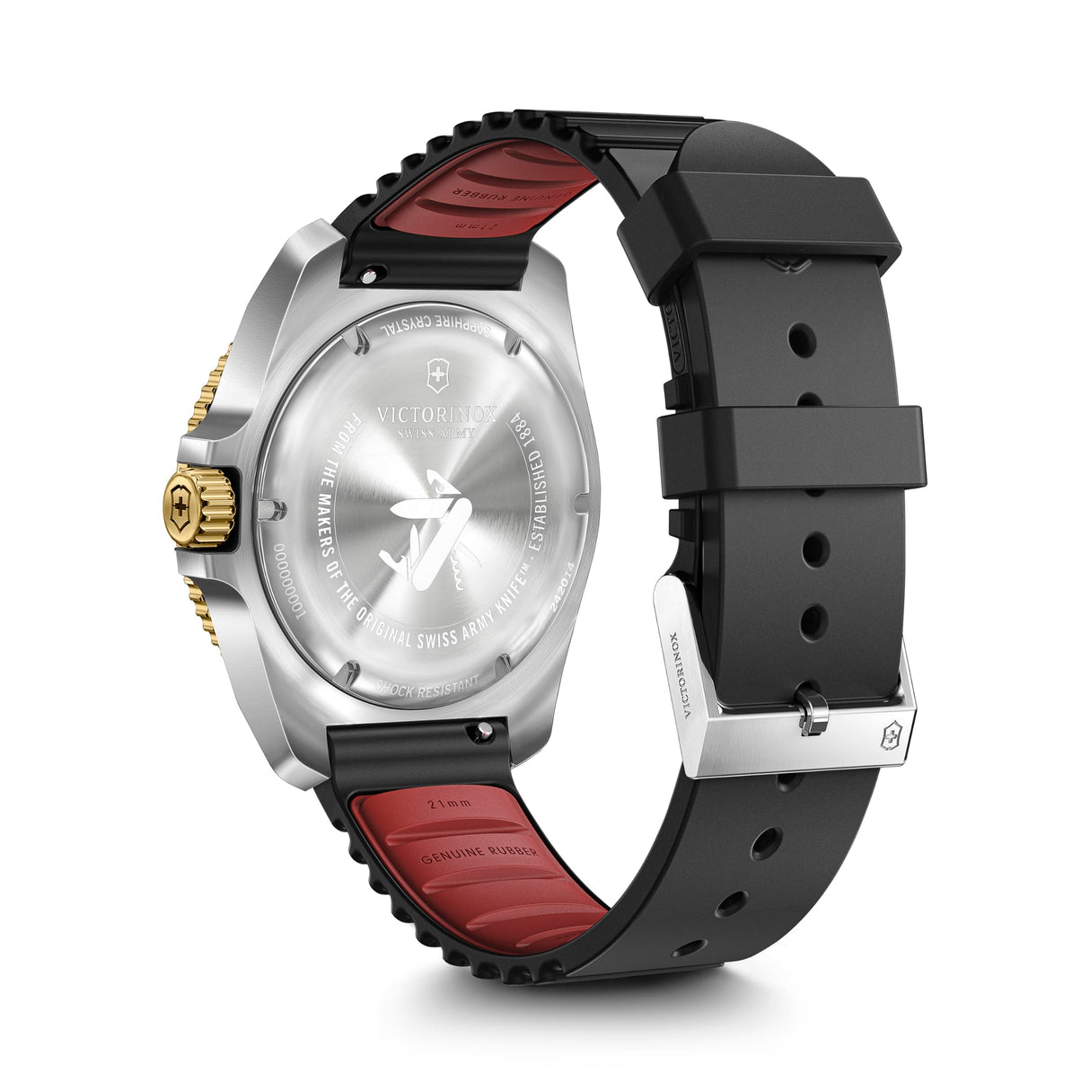 Victorinox Journey 1884 Ø 43 mm Reloj de Pulsera de Hombre, Swiss Made, Cuarzo analógico, Sumergible hasta 200 m, Pulsera de Caucho, Negro