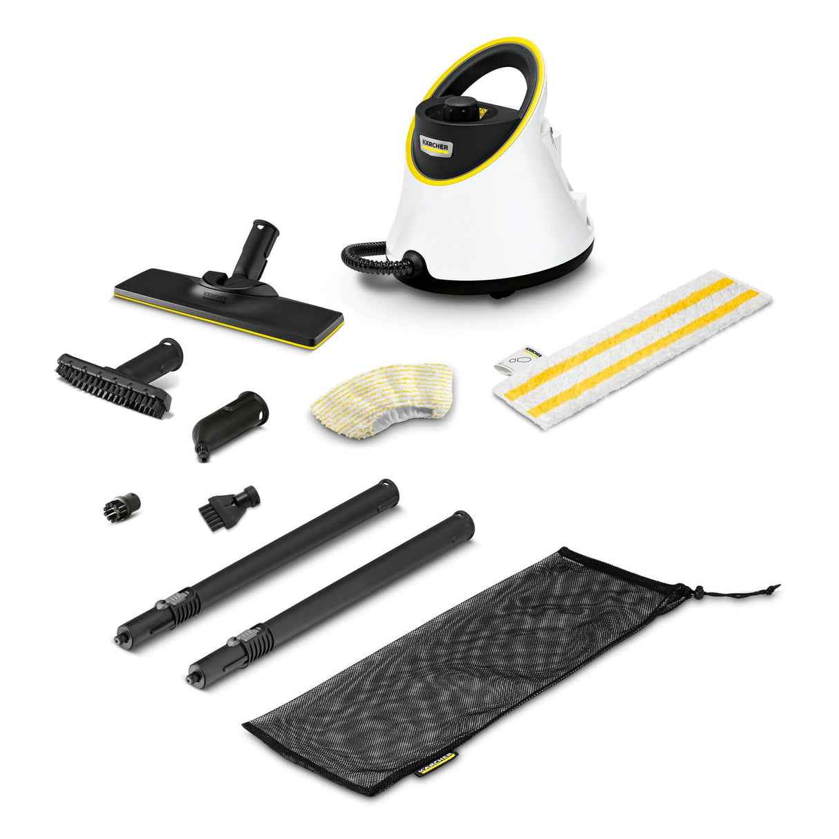Kärcher Limpiadora de vapor SC 2 Deluxe, rendimiento: aprox. 75m², depósito: 1 l, presión: máx. 3,2 bar, tiempo de calentamiento: 6,5 min., 1500W, incluye kit de limpieza Easyfix y 3 boquillas