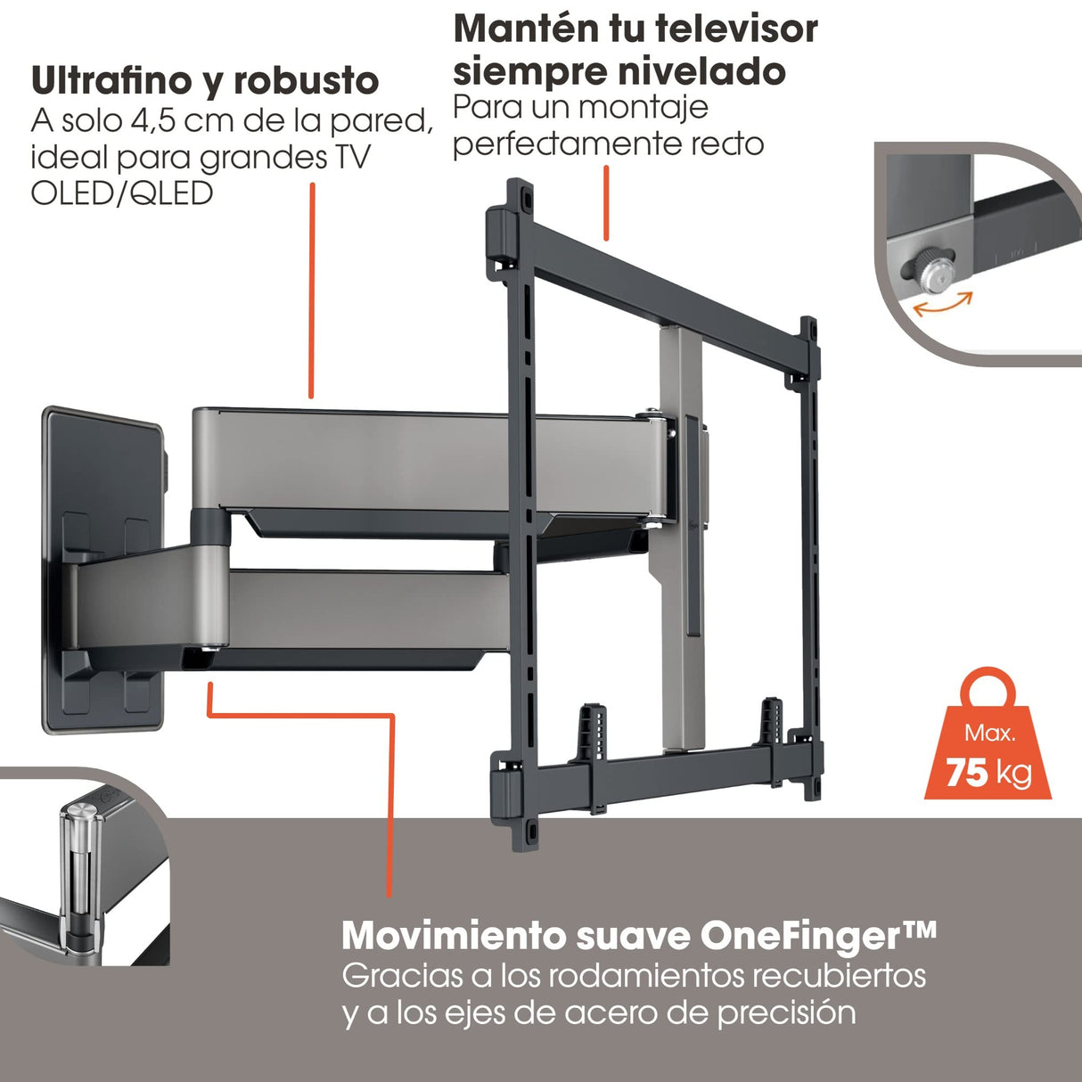 Vogel's Elite TVM 5855 Ultra Fuerte Soporte TV Giratorio para TV Grandes y Pesados de hasta 100 Pulgadas y con un Peso máx. de 75 kg, Gira hasta 180°, Máx. VESA 600x400, Compatibilidad Universal
