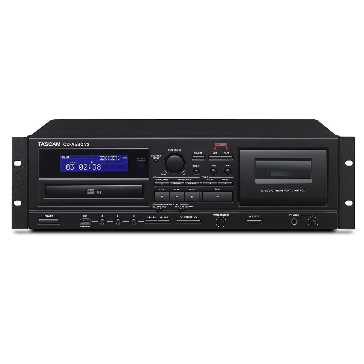 TascamReproductor CD, pletina de Cassette y Grabador USB,CD-A580 v2