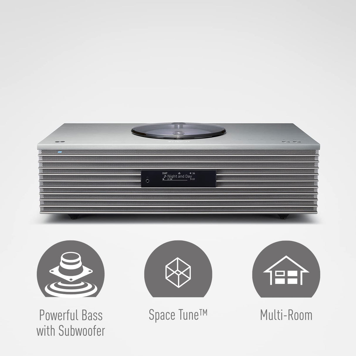 Technics OTTAVA SC-C65EG-S Sistema De Música Todo En Uno con Reproductor de CD, Radio Dab+, USB, Bluetooth y Chromecast Integrado, AirPlay 2, 2.1 Canales, Wi-Fi, Plateado