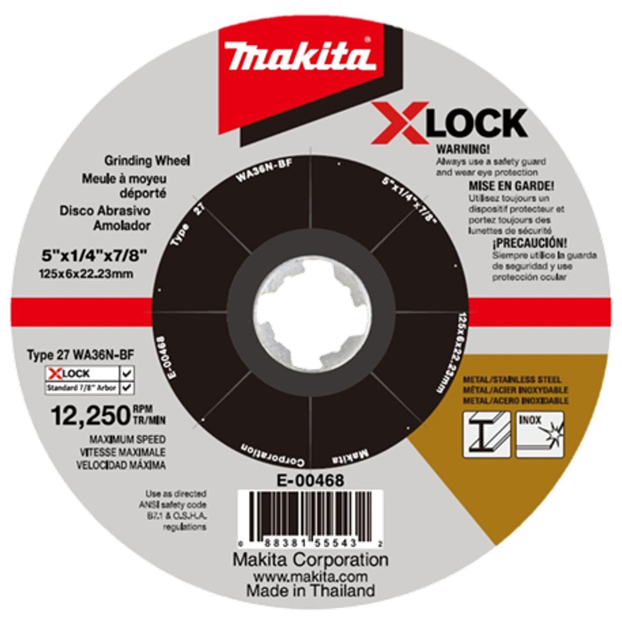 Makita GA044GZ - Amoladora angular sin escobillas de iones de litio XGT de 40 V, 125 mm, baterías y cargador no incluidos