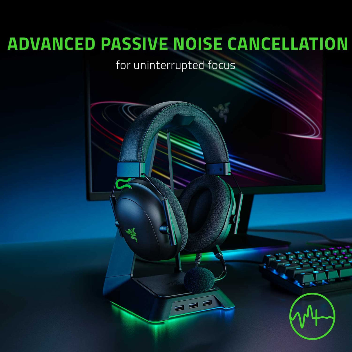 Razer BlackShark V2 Gaming Headset: THX 7.1 Spatial Surround Sound,50 mm Driver, Micrófono Desmontable, PC, PS4, PS5, Switch, Xbox One, Xbox Series X & S, Mobile,3.5 mm Audio Jack & USB DAC,Negro