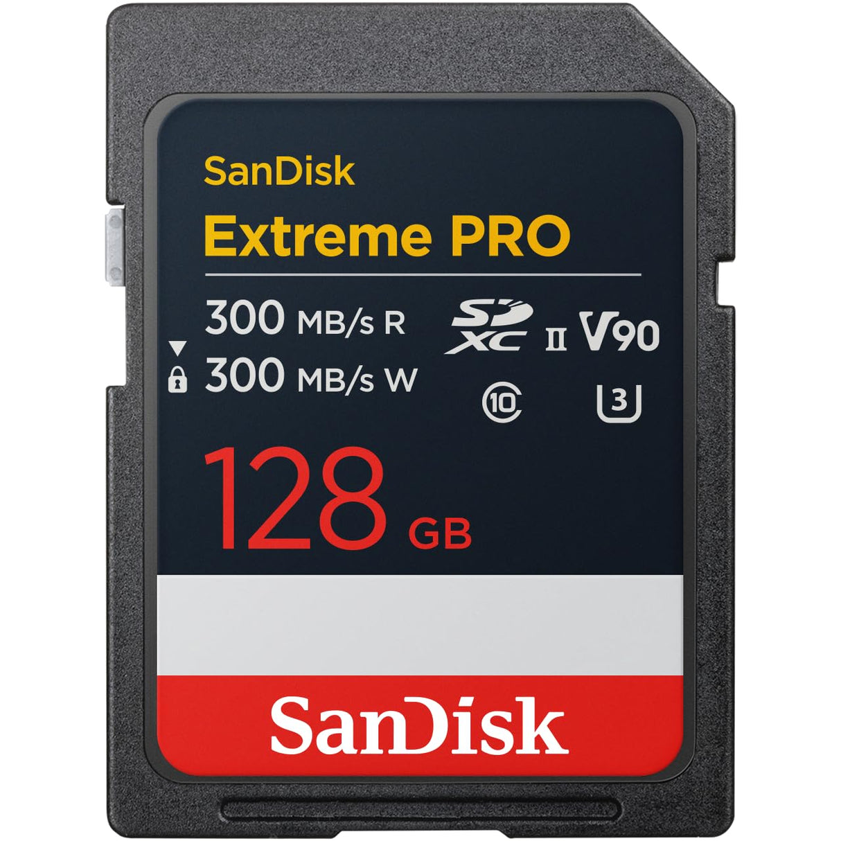 SanDisk Extreme Pro 128 GB SDXC Tarjeta, UHS-II, Velocidad de Lectura con hasta 300 MB/s, Velocidad de Escritura 300 MB/s, V90, Grabación de vídeo en 8K cinematográfica