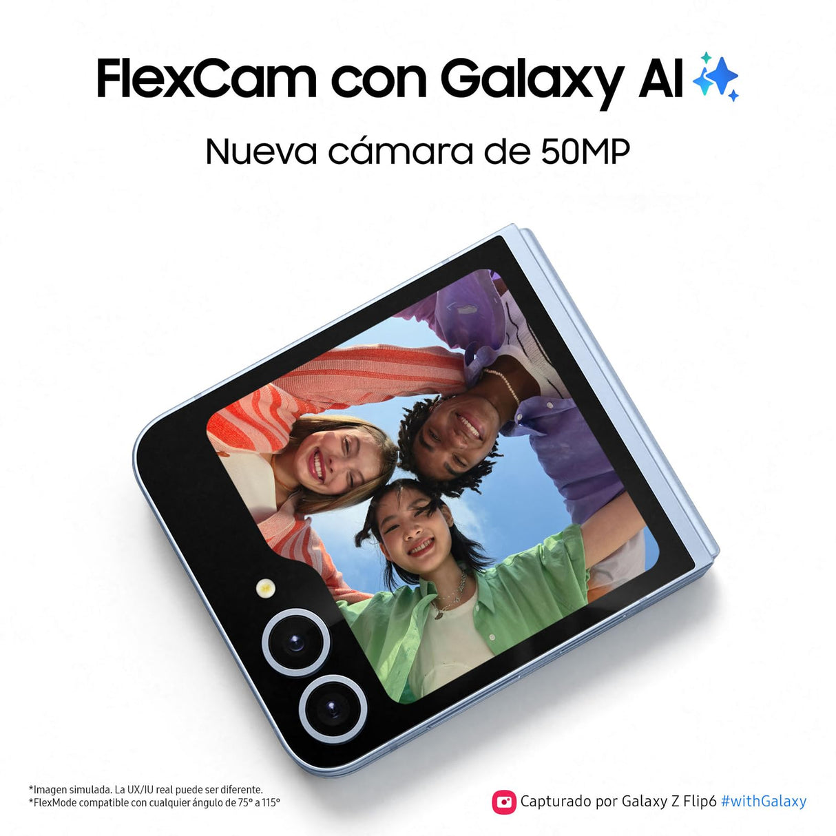 Samsung Galaxy Z Flip6 256 GB + Cargador - Teléfono Móvil con IA, Smartphone Android Libre, Cámara 50 MP, Amarillo (Versión Española)