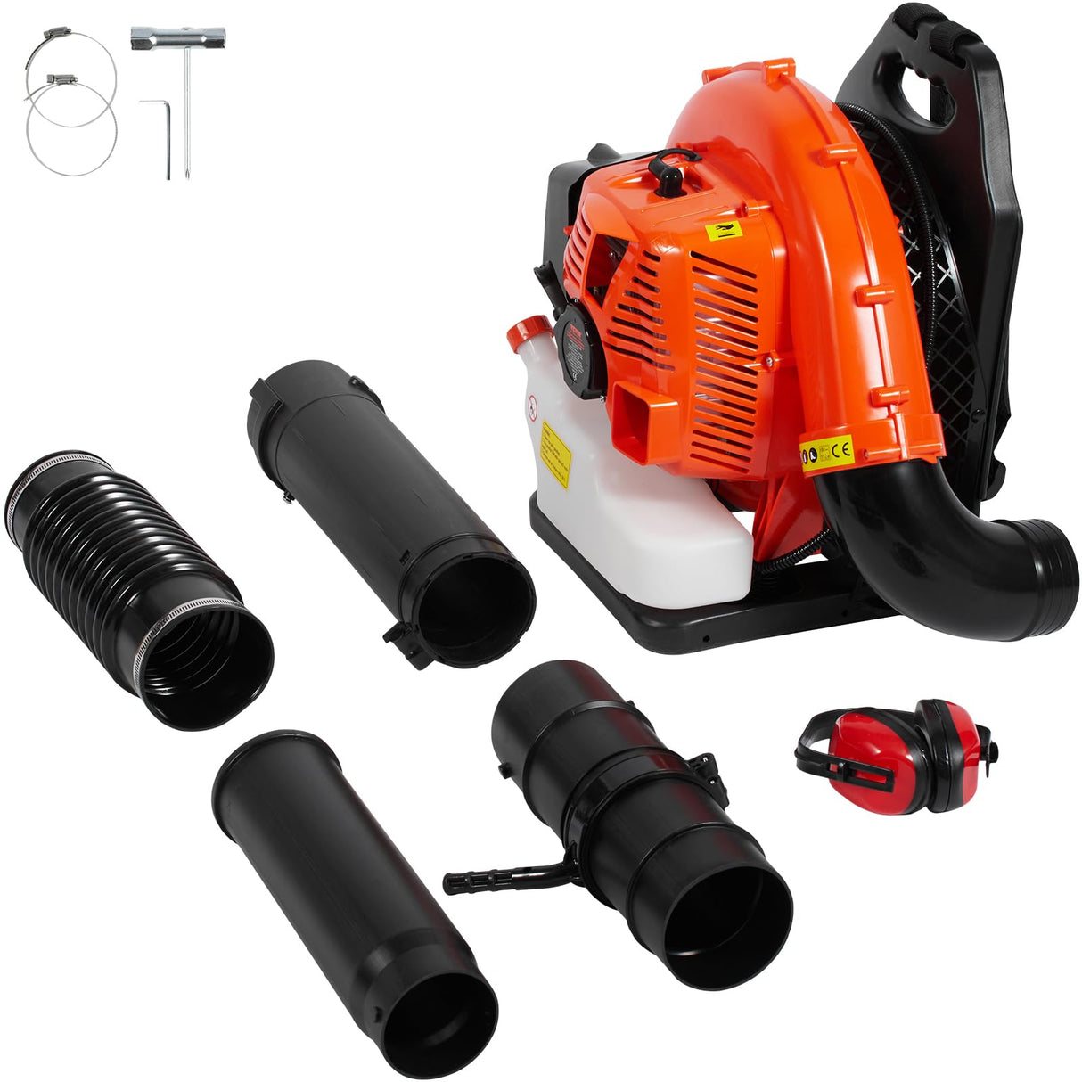VEVOR Soplador de Hojas de Gas 79 CC Soplador de Nieve de Mochila 2 Tiempos con Tanque de Combustible 3 L Volumen de Aire de 930 CFM para Cuidado del Césped, Limpieza de Hojas, Eliminación de Nieve