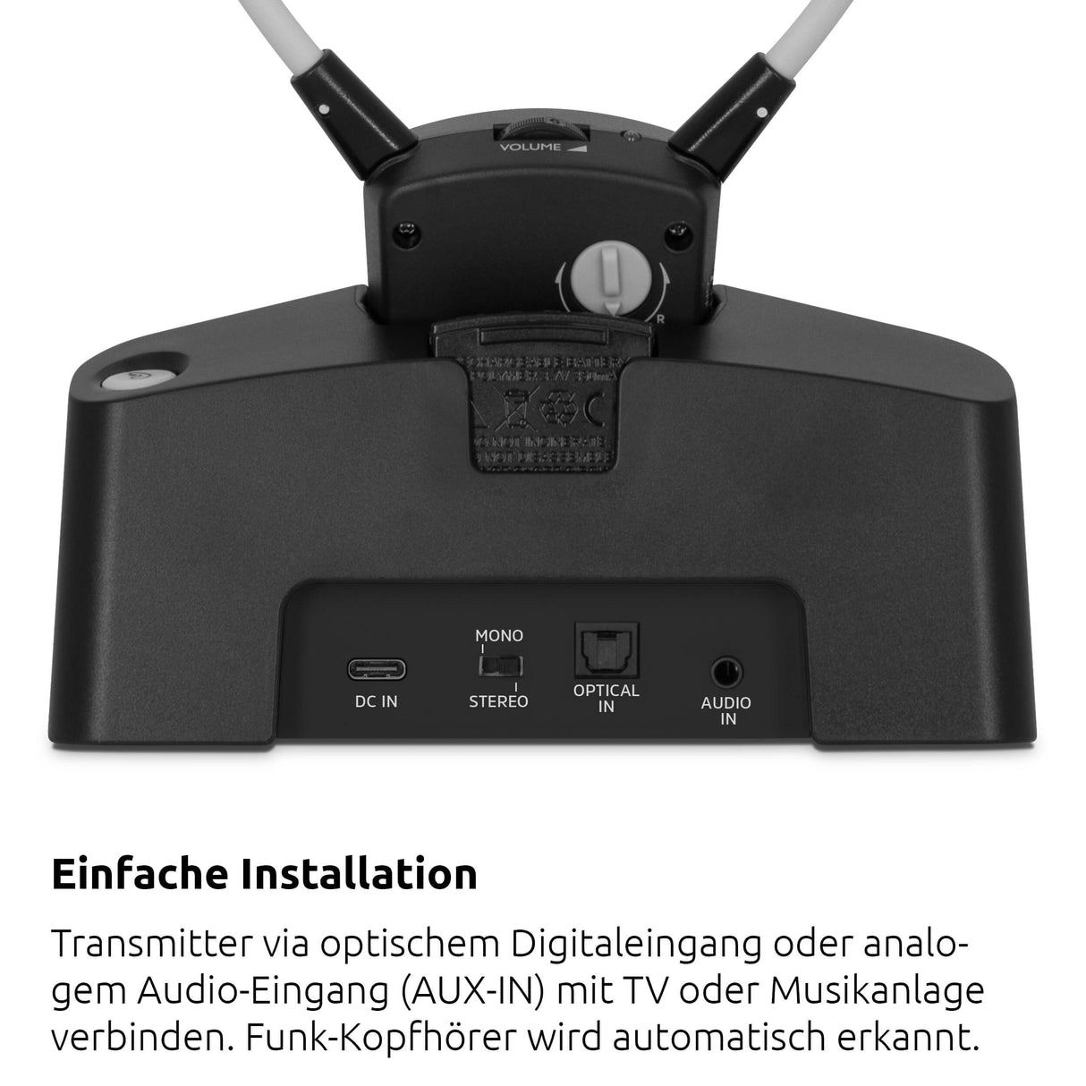 TechniSat STEREOMAN ISI 3 - Auriculares inalámbricos estéreo para televisores y Equipos de música con Base de Carga, Color Negro