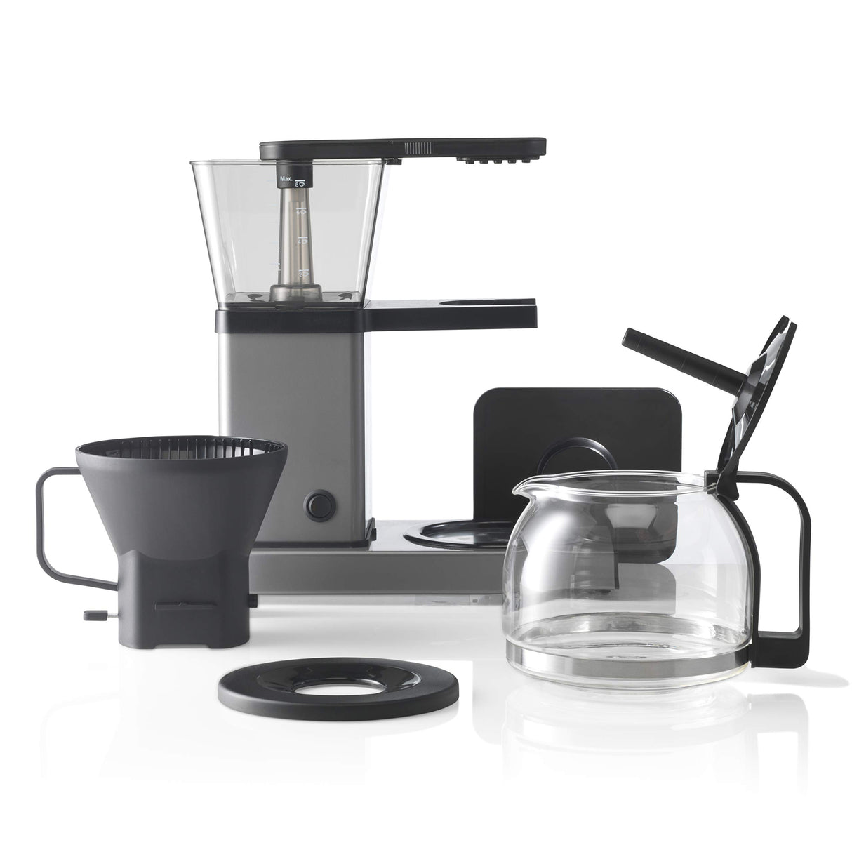 Trebs Filter Coffee Machine 24110 - Coffee Machine with Direct Brewing System - 10 Cups at 1 L Capacity - Automatic Shut-Off - Drip Stop - Aluminium Design - Aluminium/Black
