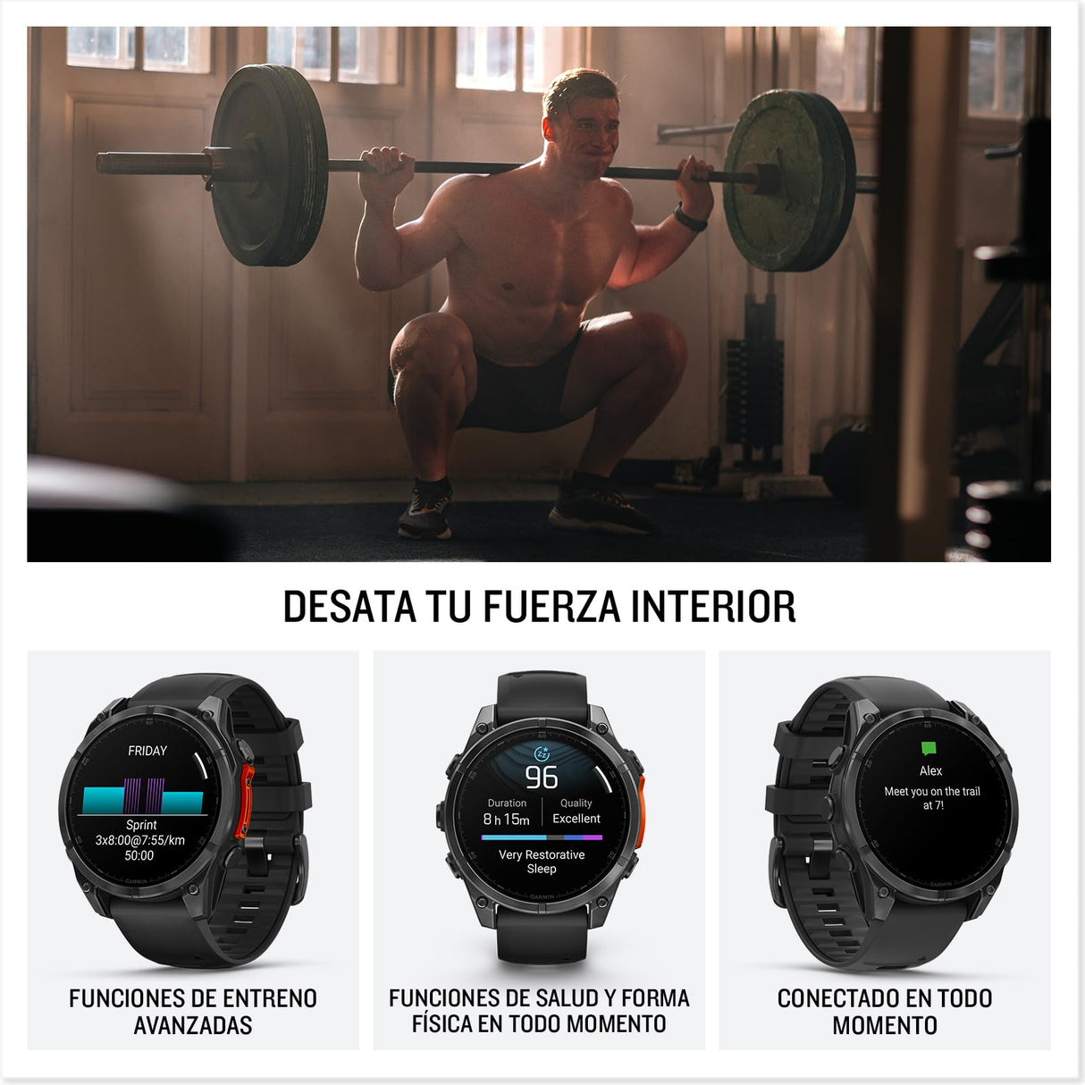 Garmin fēnix 8-47mm - Reloj de Alto Rendimiento GPS Multideporte con Pantalla táctil AMOLED, Linterna LED, Altavoz y micrófono Integrados, Mapas y hasta 16 días de autonomía, Negro
