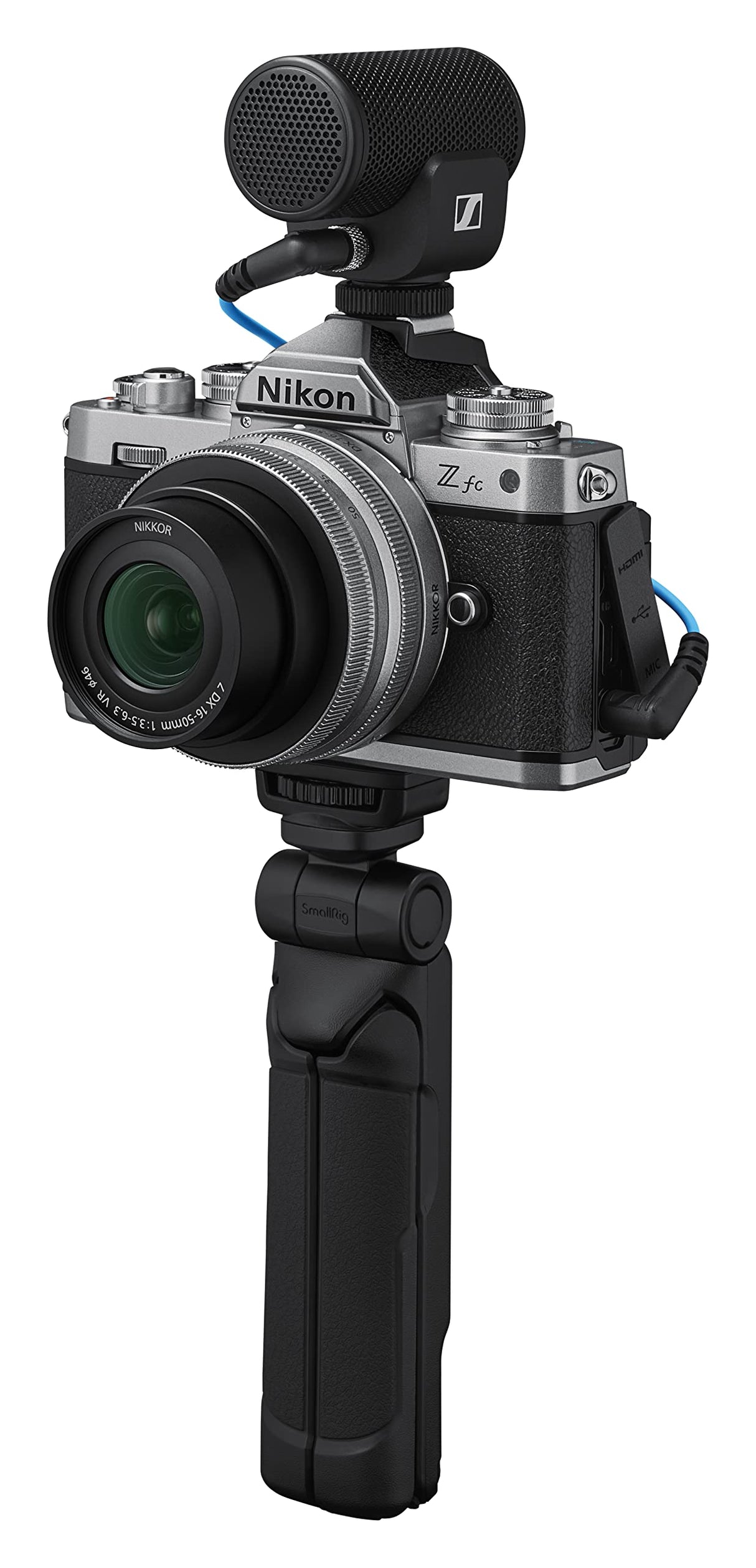 Nikon Z FC - Cámara DX Mirrorless - Kit Vogglet con Objetivo Z 16-50, MICROFONO, Y EMPUÑADURA, Silver