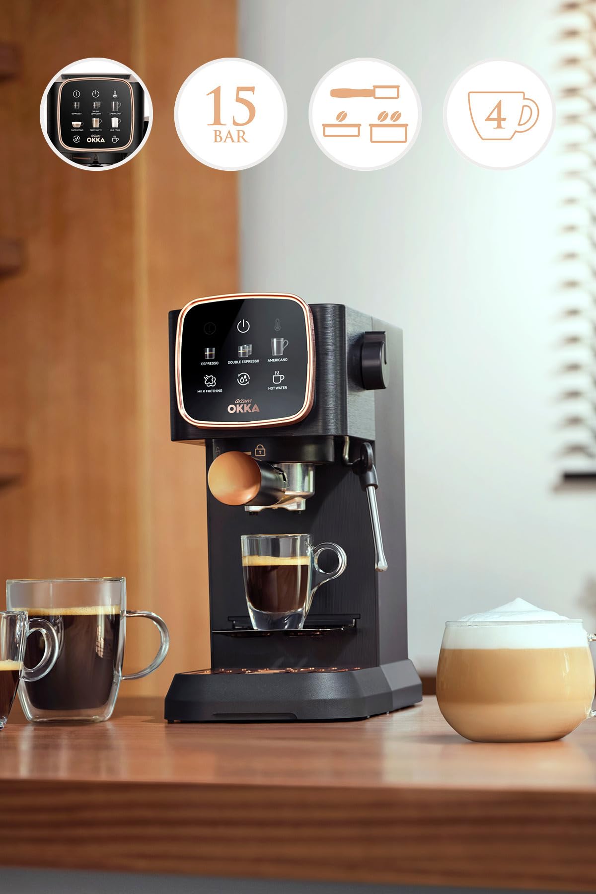 Okka Espresso Solo Máquina espresso semiautomática OK0034-05 Negro-Cromo
