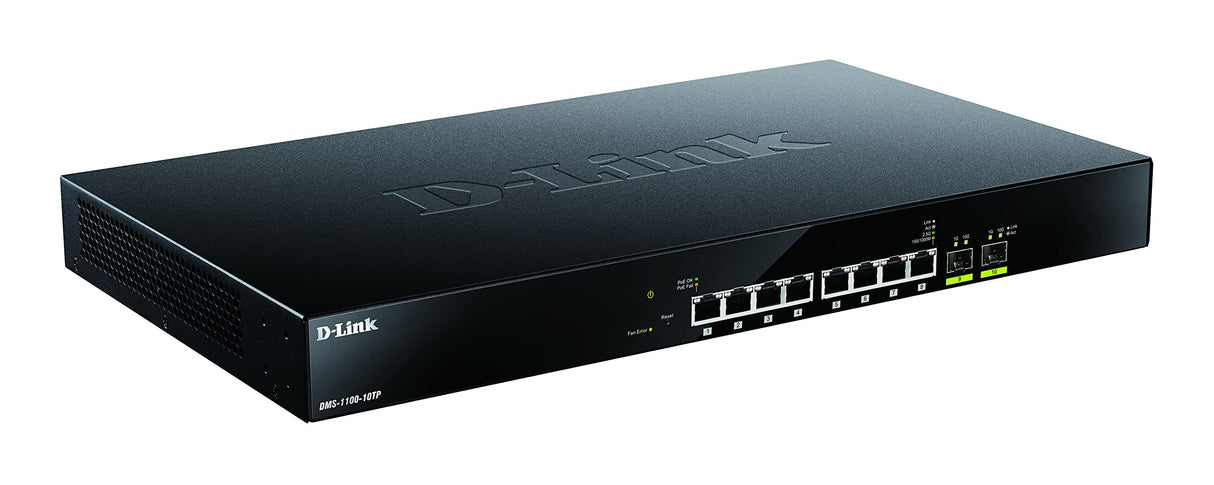 D-Link DMS-1100-10TP switch Gestionado L2 Negro 1U Energía sobre Ethernet (PoE) - Switch de red (Gestionado, L2, Energía sobre Ethernet (PoE), Montaje en rack, 1U)