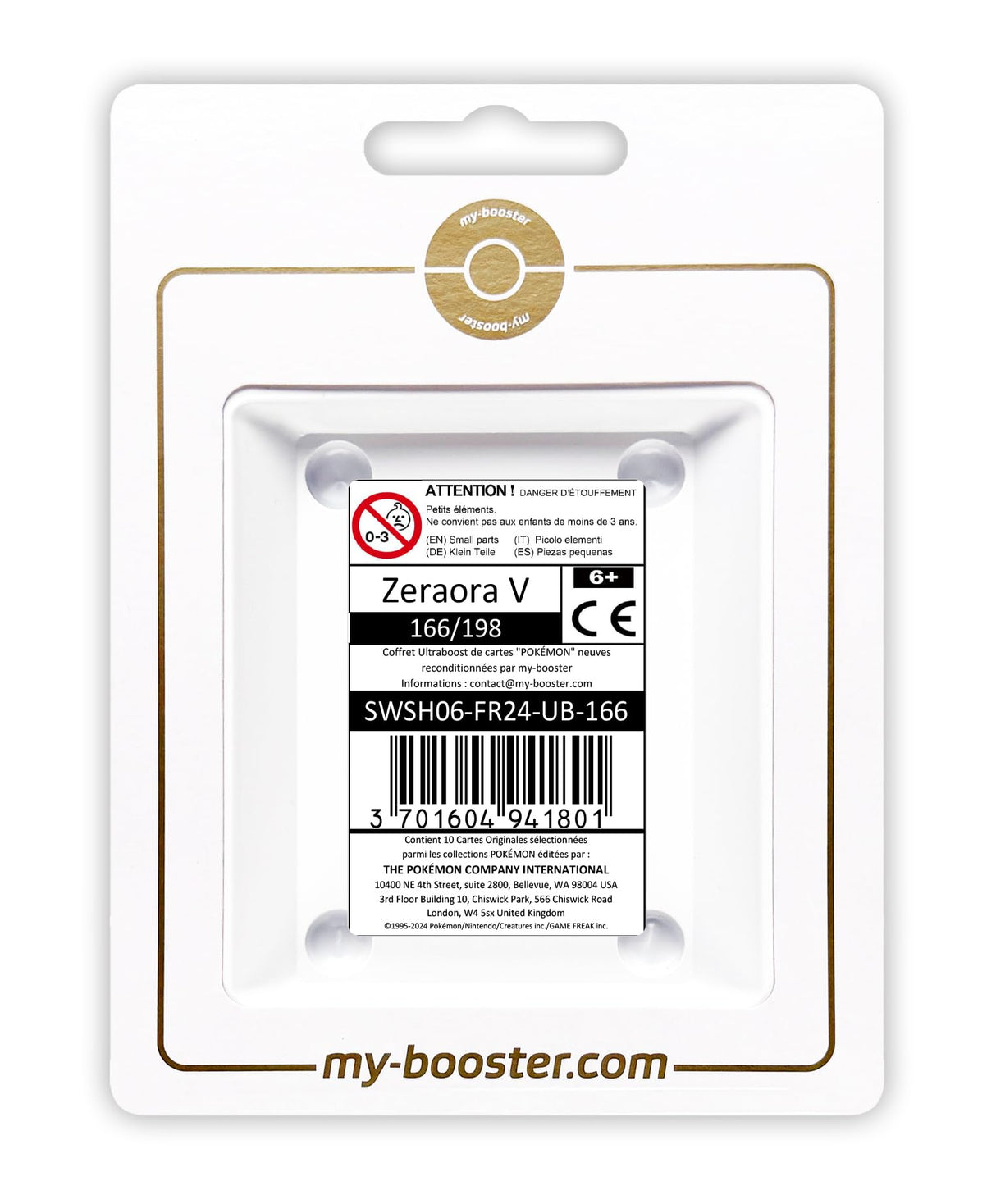Zeraora V 166/198 Golpe Fluido Alternativo Pokémon Gallery - Ultraboost X Epée et Bouclier 6 Règne de Glace - Box de 10 Cartas Pokémon Francés