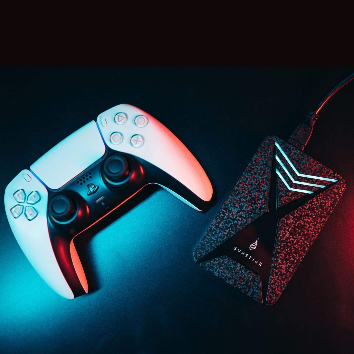 Surefire Hard Drive 2.5 Gaming I 2 TB I Negro I Disco Duro Externo I Adaptador USB-C I Windows & MacOSx I iluminación LED RGB I hasta 140MB/s I PC & Playstation & Xbox I Powered by Verbatim
