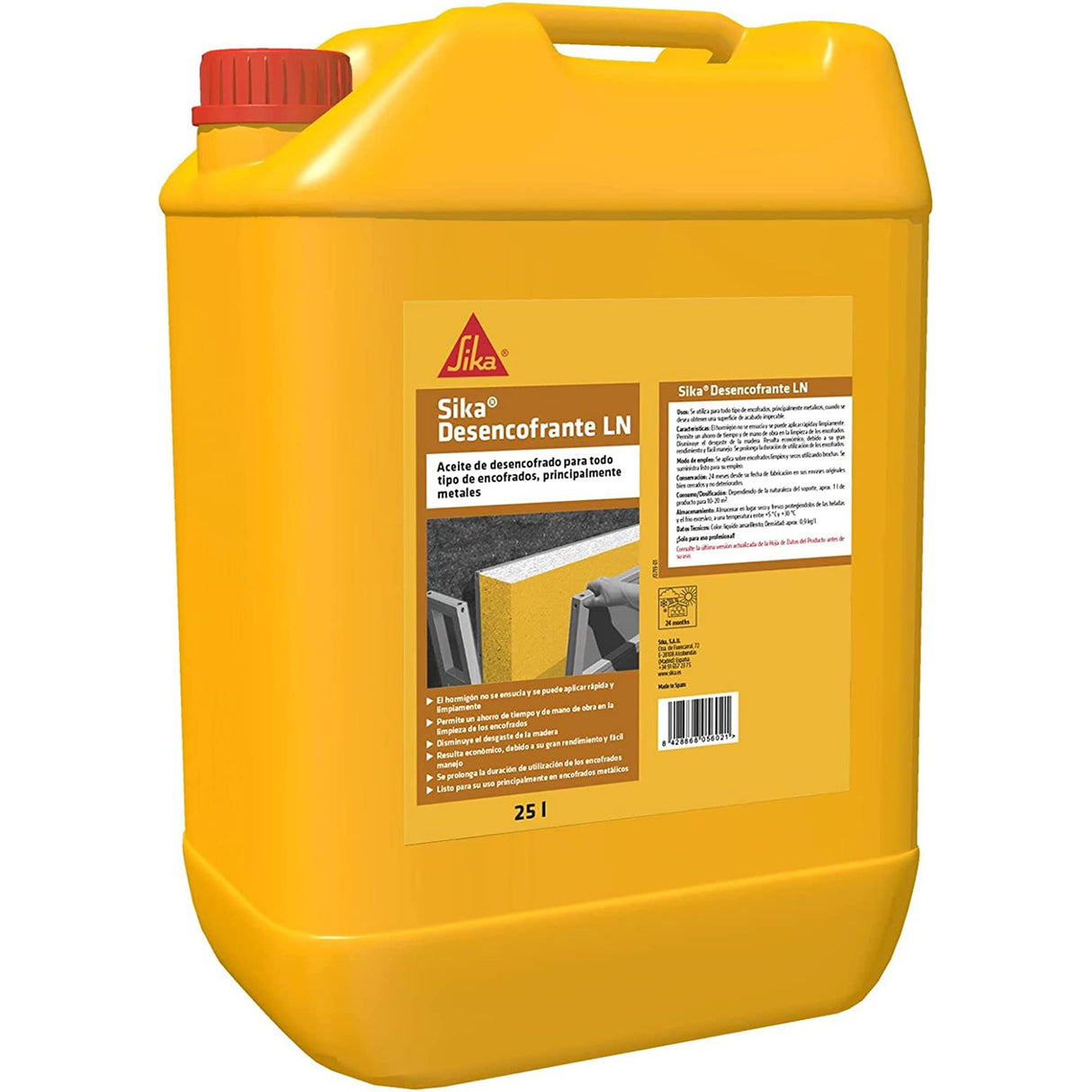 SIKA - Aceite de desencofrado - Sika Desencofrante LN amarillo - Para todo tipo de encofrados - Ideal para encofrados metálicos - Listo para usar - 25 L