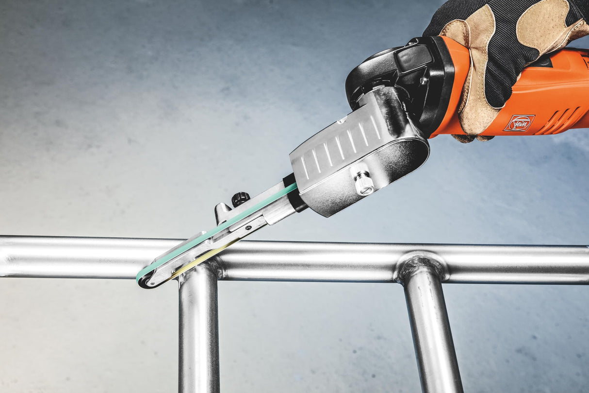 FEIN Lijadora de cinta BF 10-280E para esquinas y cantos en el tratamiento de acero inoxidable, Velocidad en vacío 10 000-28 000 1/min., Cinta 520 x 3/6/20 mm. Velocidad de cinta 12-32 mt/sec