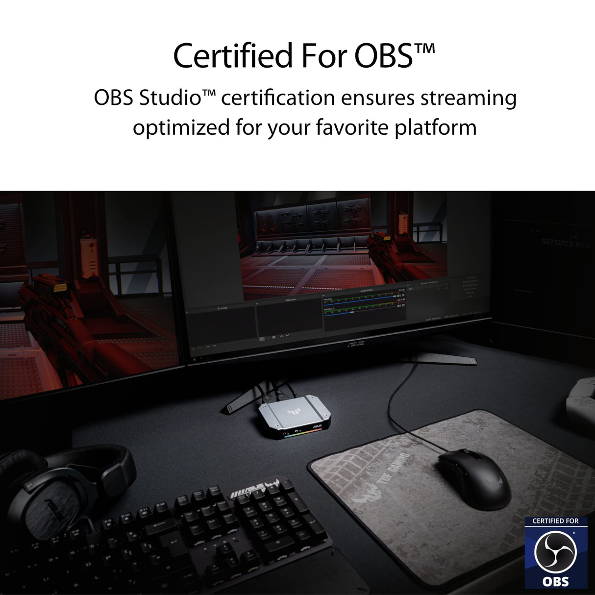 ASUS TUF Gaming Capture Card CU4K30 (4K60 HDR de Paso, Captura 4K30, USB C 3.2, entradas de Audio/Controlador, Certificación OBS, Latencia ultrabaja, PS4 / PS4 Pro / PS5, Xbox One/Series X/S)